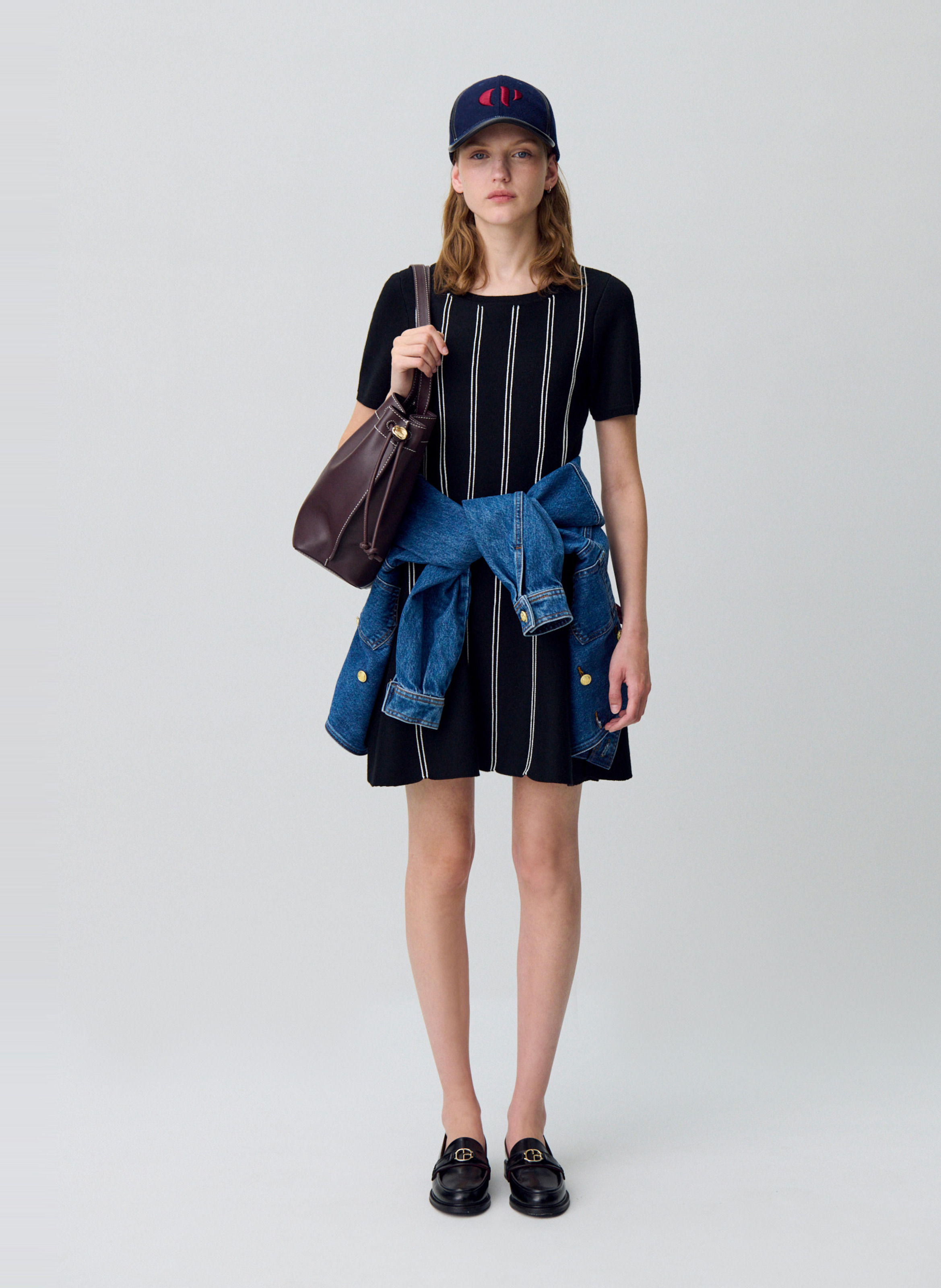 Robe courte cintrée à rayures CLAUDIE PIERLOT Noir