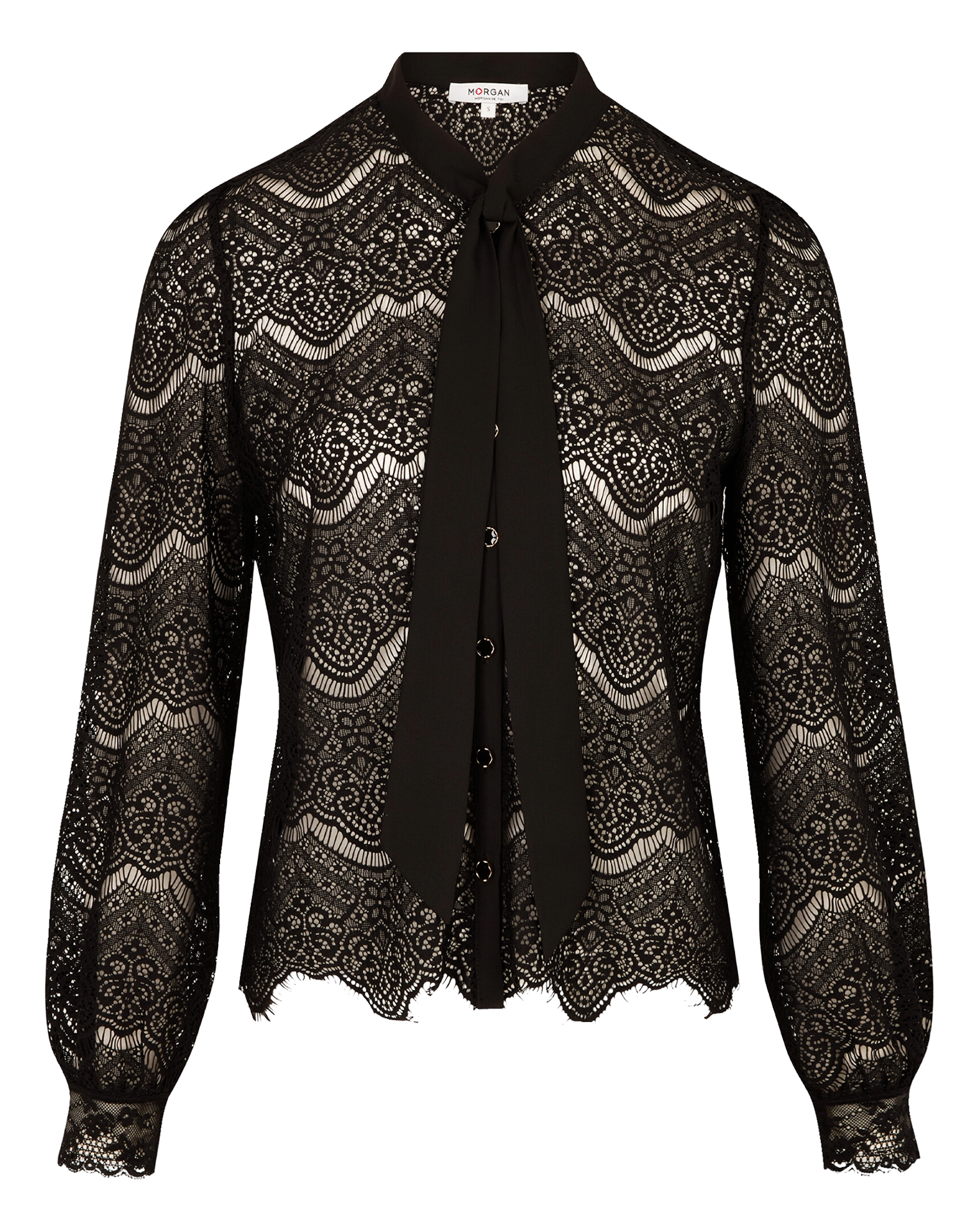 Chemise col lavallière  MORGAN Noir