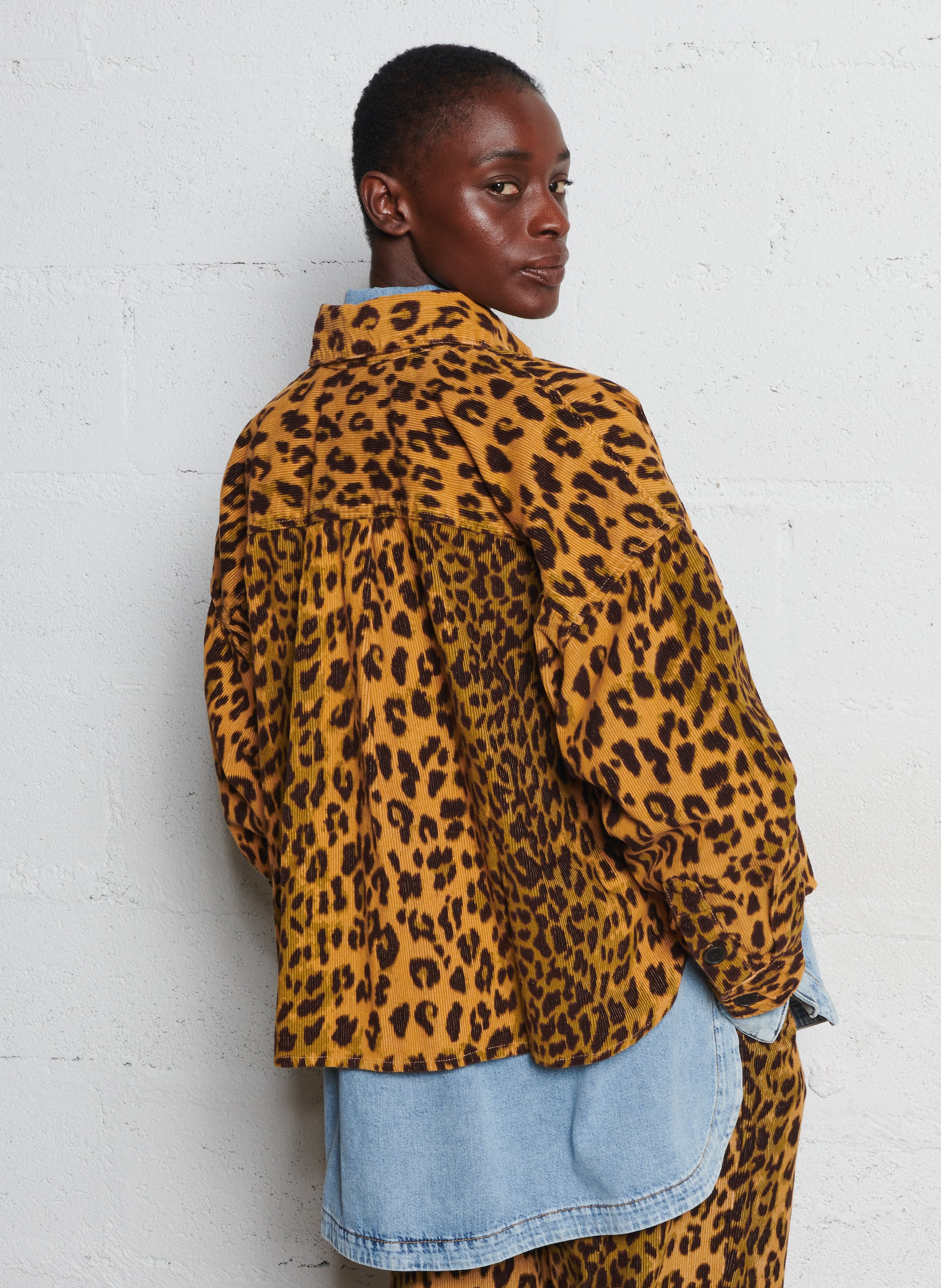 Classic collar overshirt with leopard print BELLEROSE Multicolored