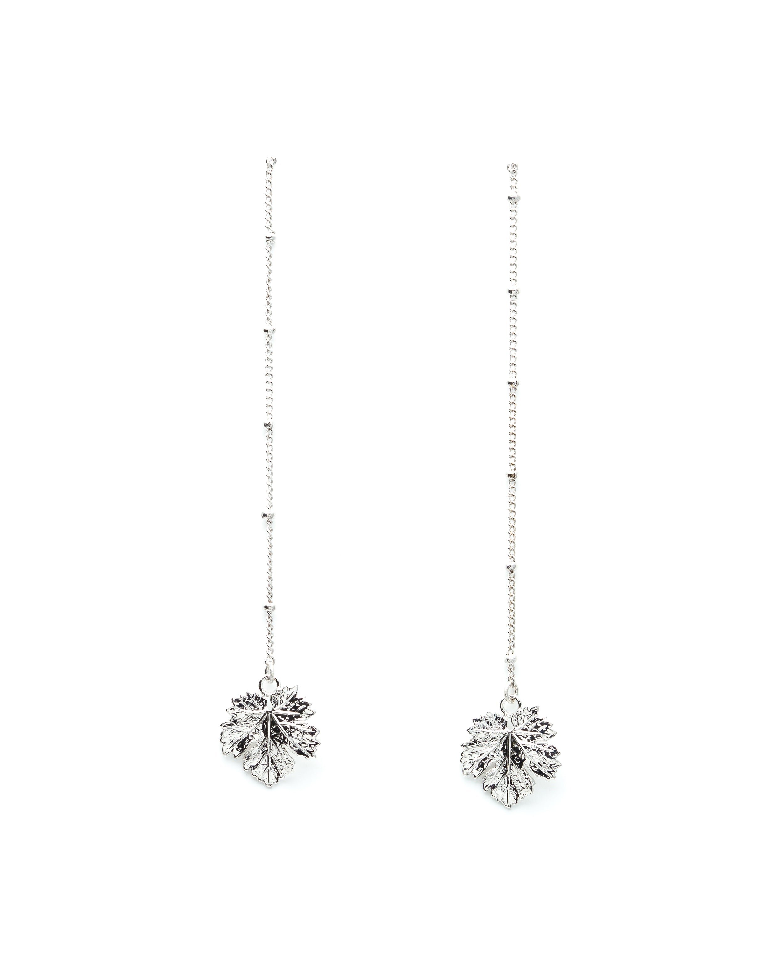 Silver-plated hanging leaf earrings MONSIEUR SIMONE Silver