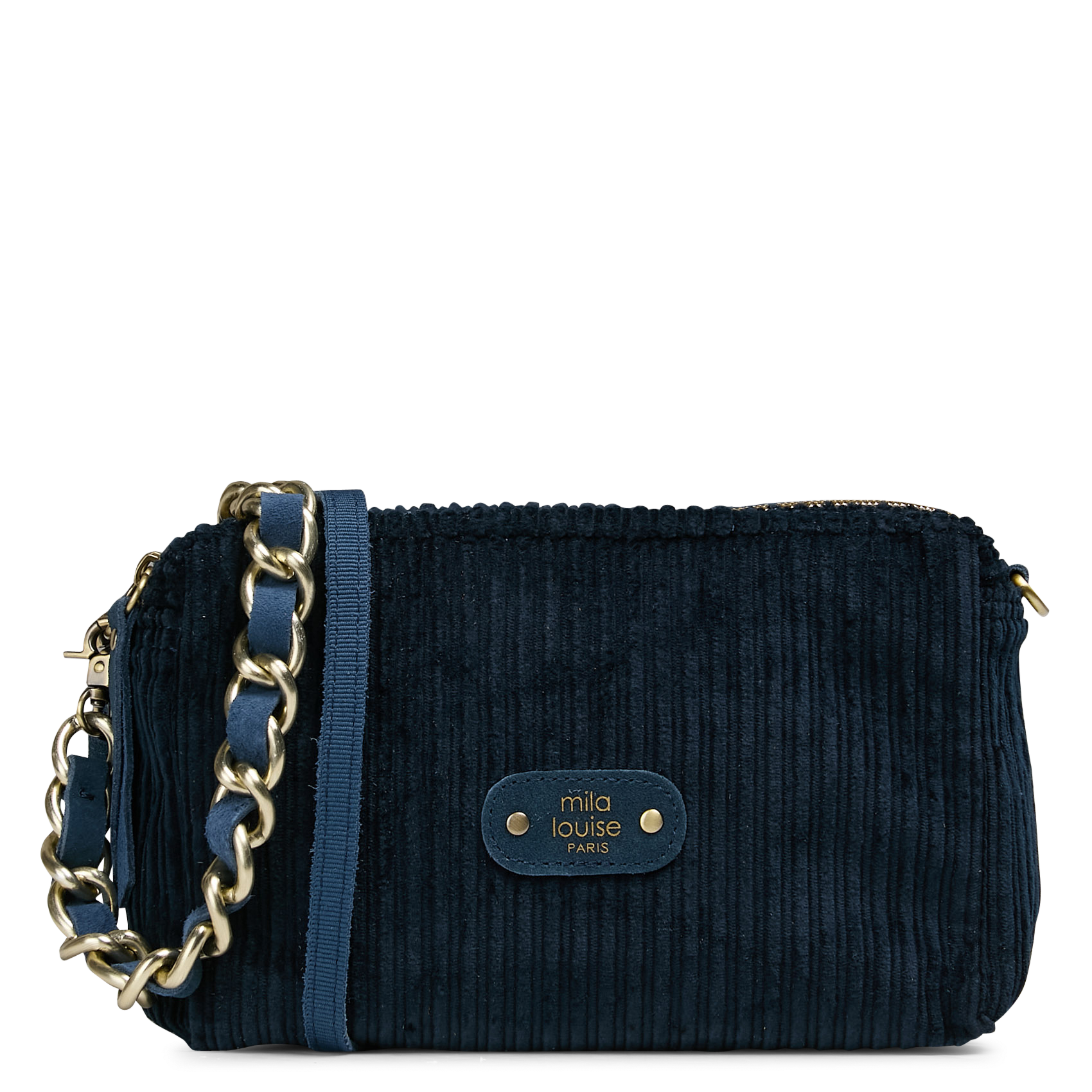 Schoudertas van geribbeld suèdeleer MILA LOUISE