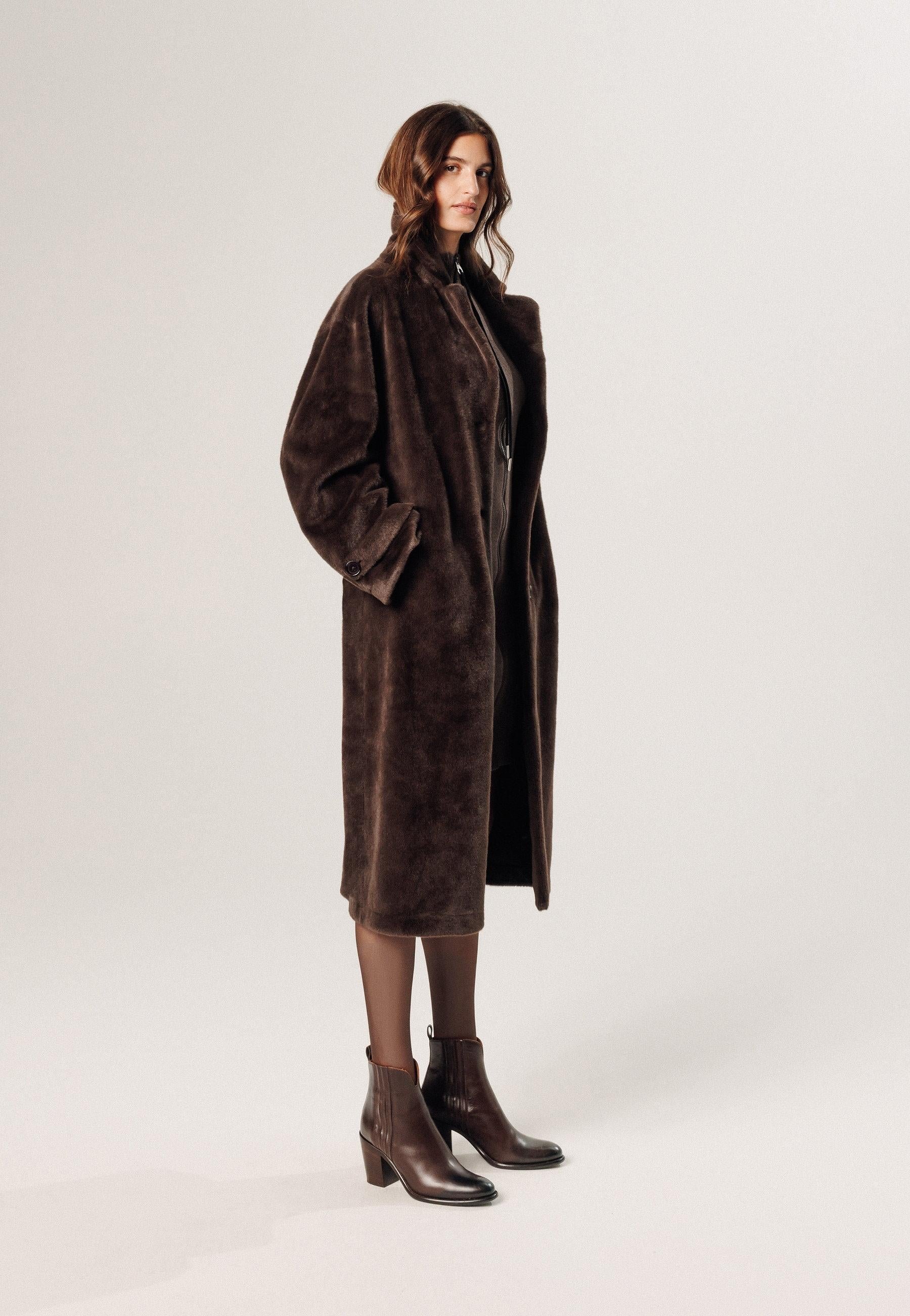 Long faux fur coat RODIER Brown