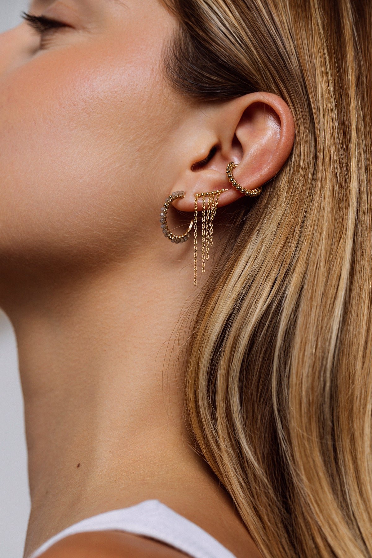 Medium Frida hoops - labradorite YAY Golden