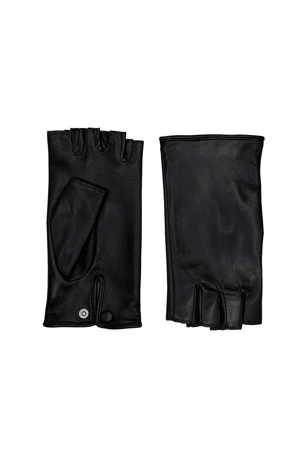 Lynette leather mittens lined with silk AGNELLE Black