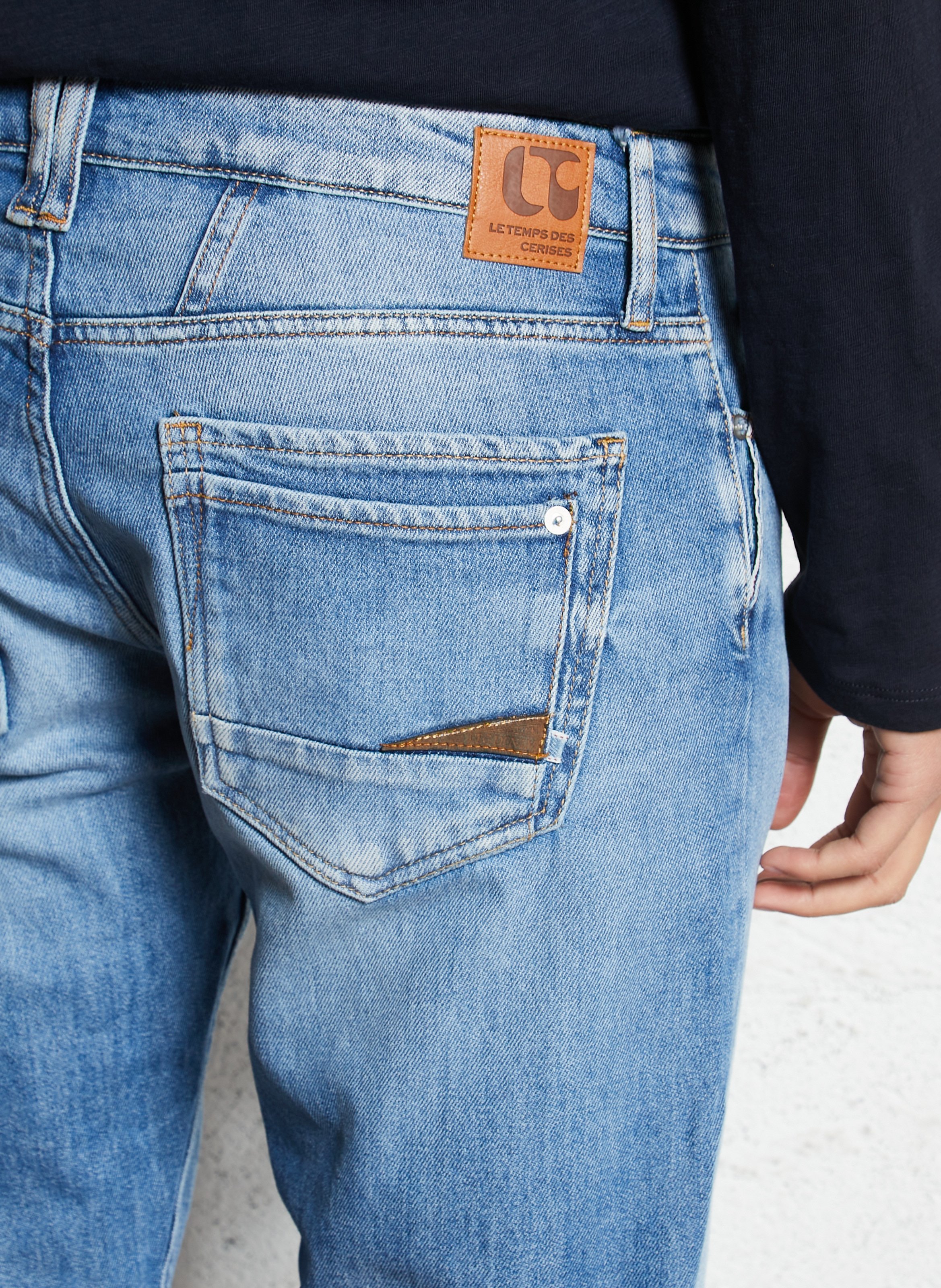 Faded straight jeans LE TEMPS DES CERISES Blue