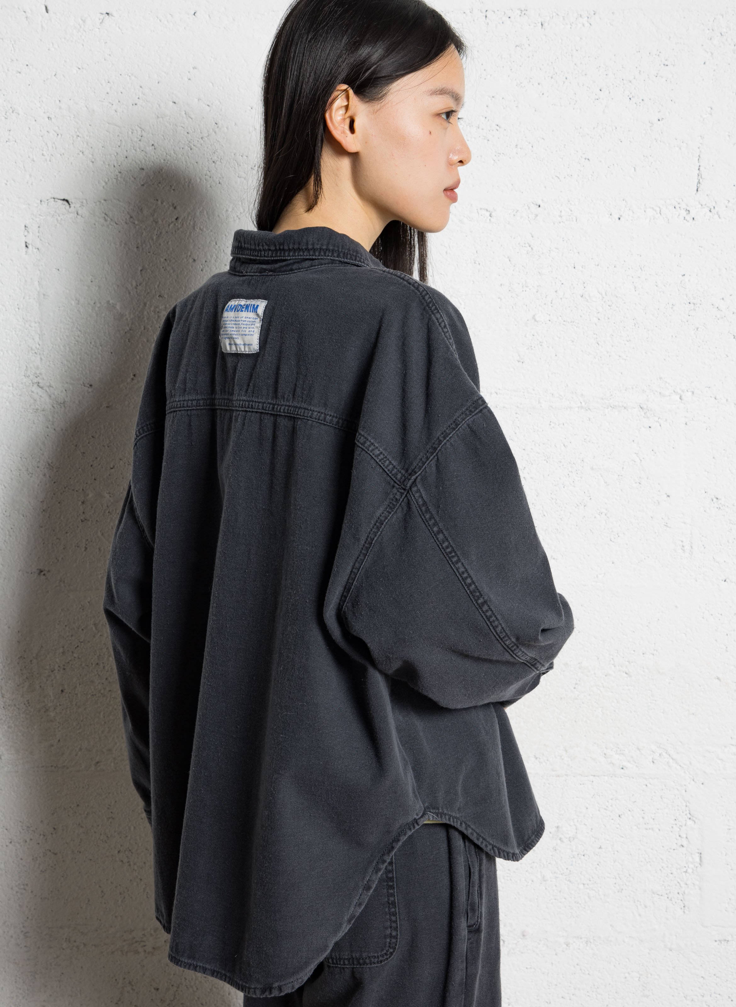 Ruime denim blouse met knoopsluiting AMERICAN VINTAGE Zwart