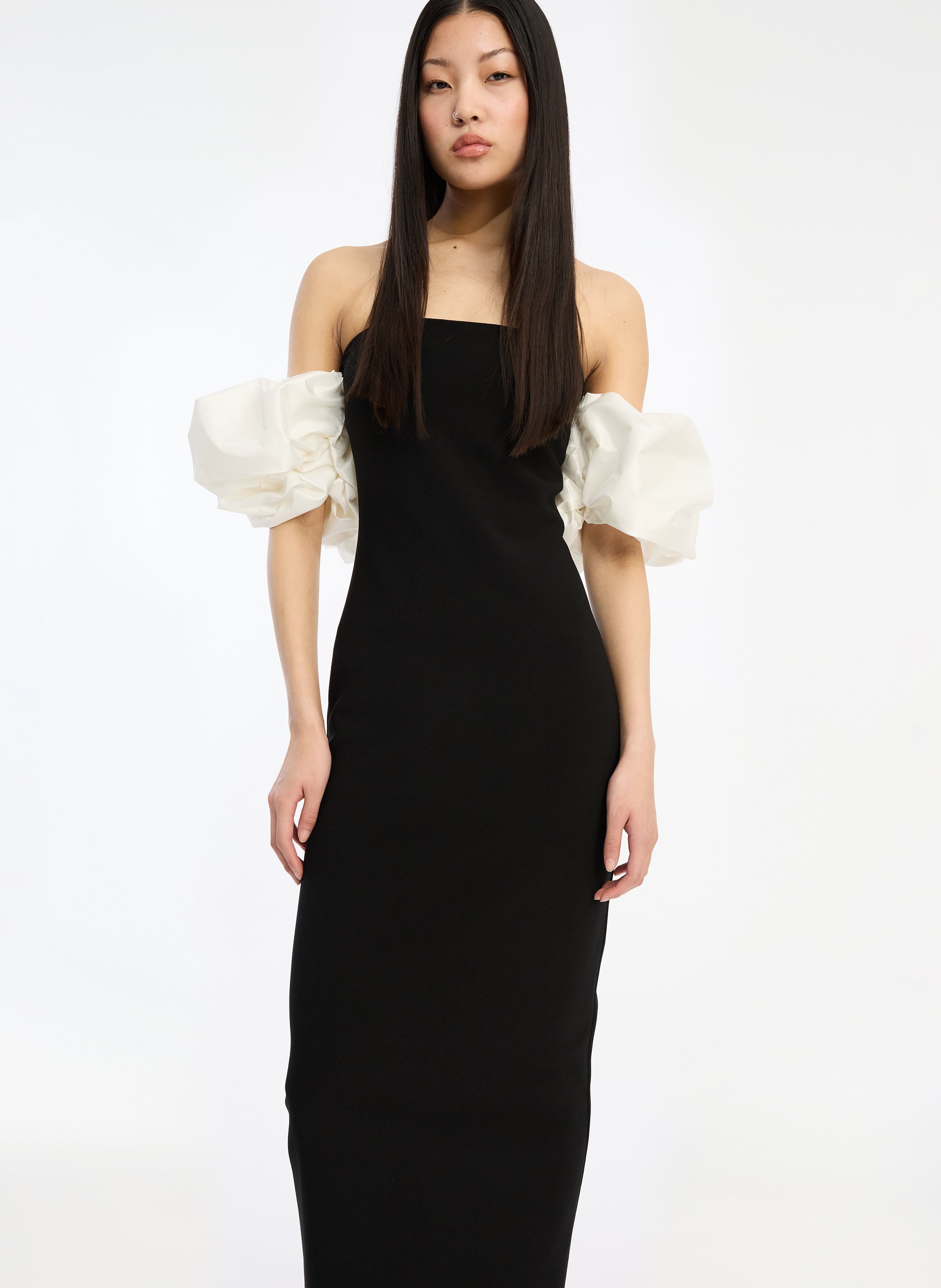 Long dress with puff sleeves ROTATE Black