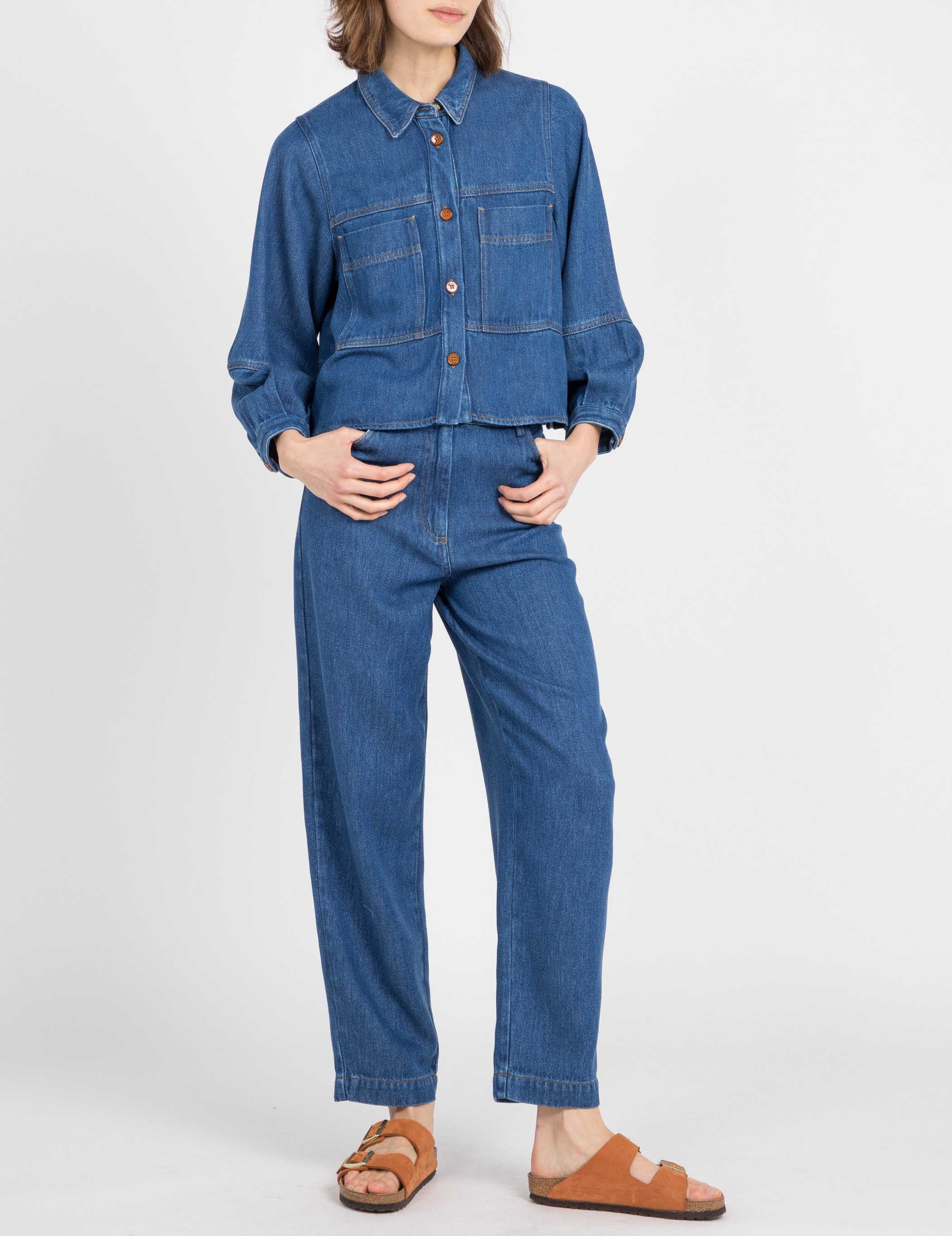 Denim jacket with classic collar SESSUN Blue
