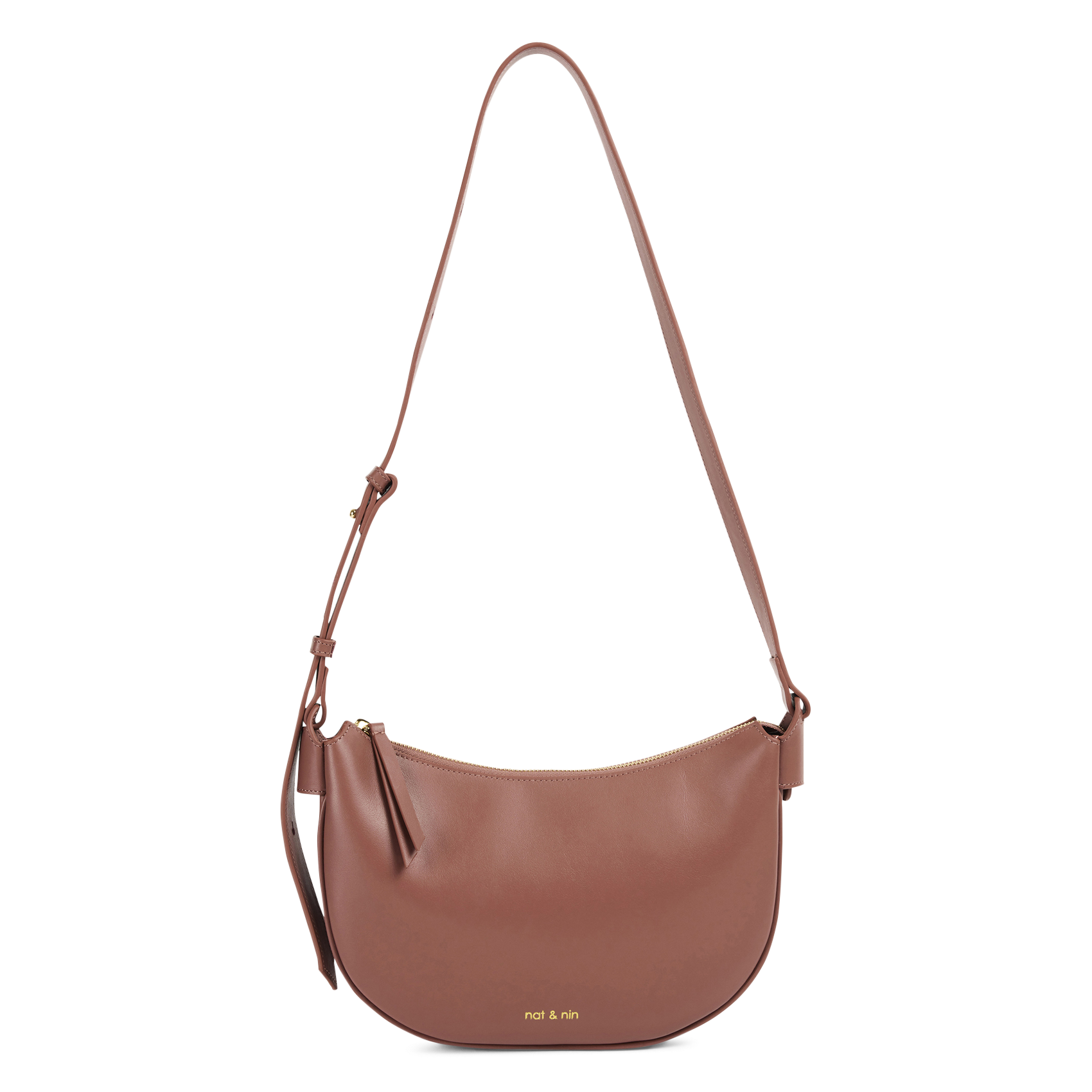 Halfronde leren draagtas NAT & NIN Roze