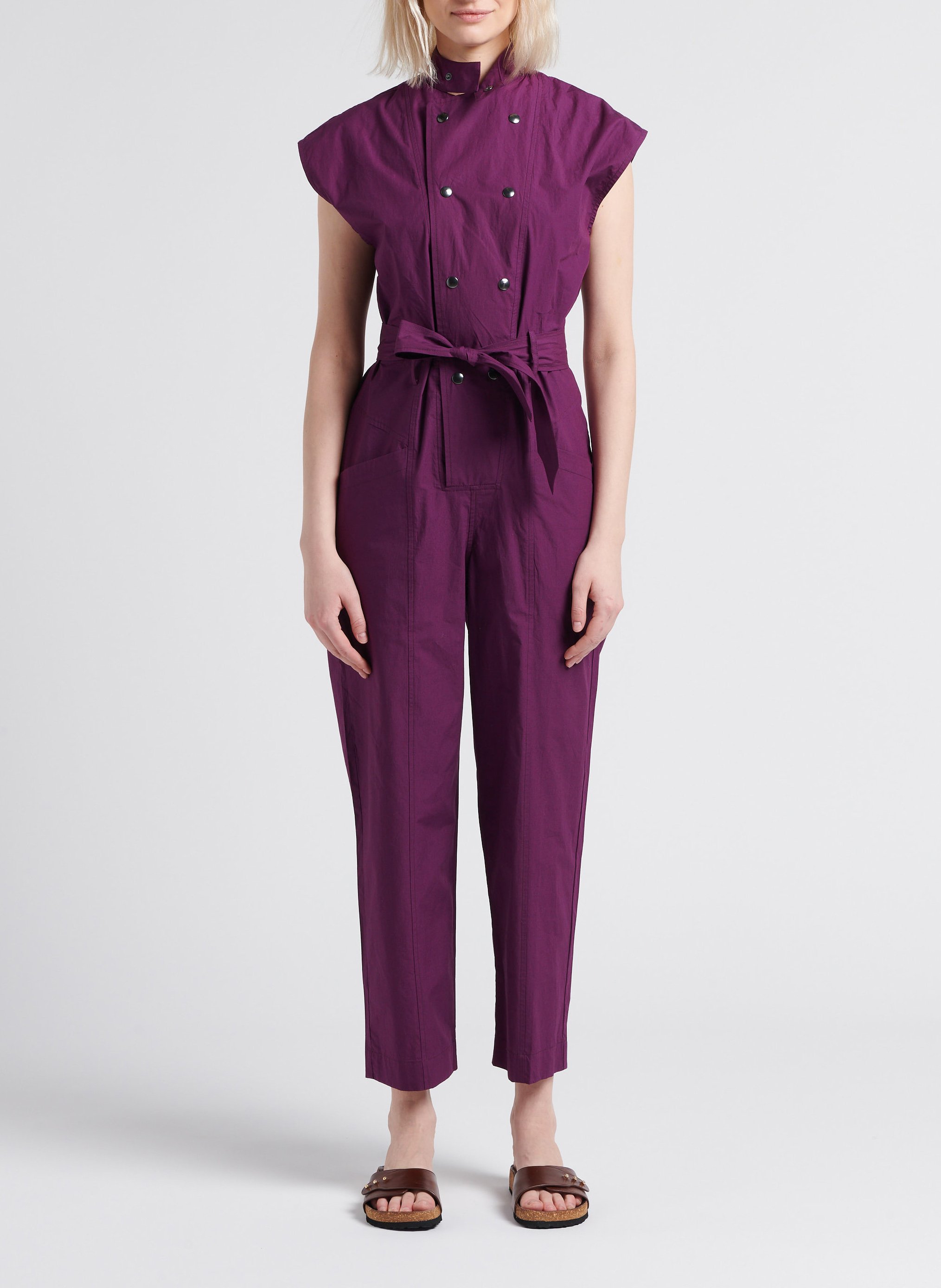 Katoenen jumpsuit met opstaande kraag BELLEPIECE Violet