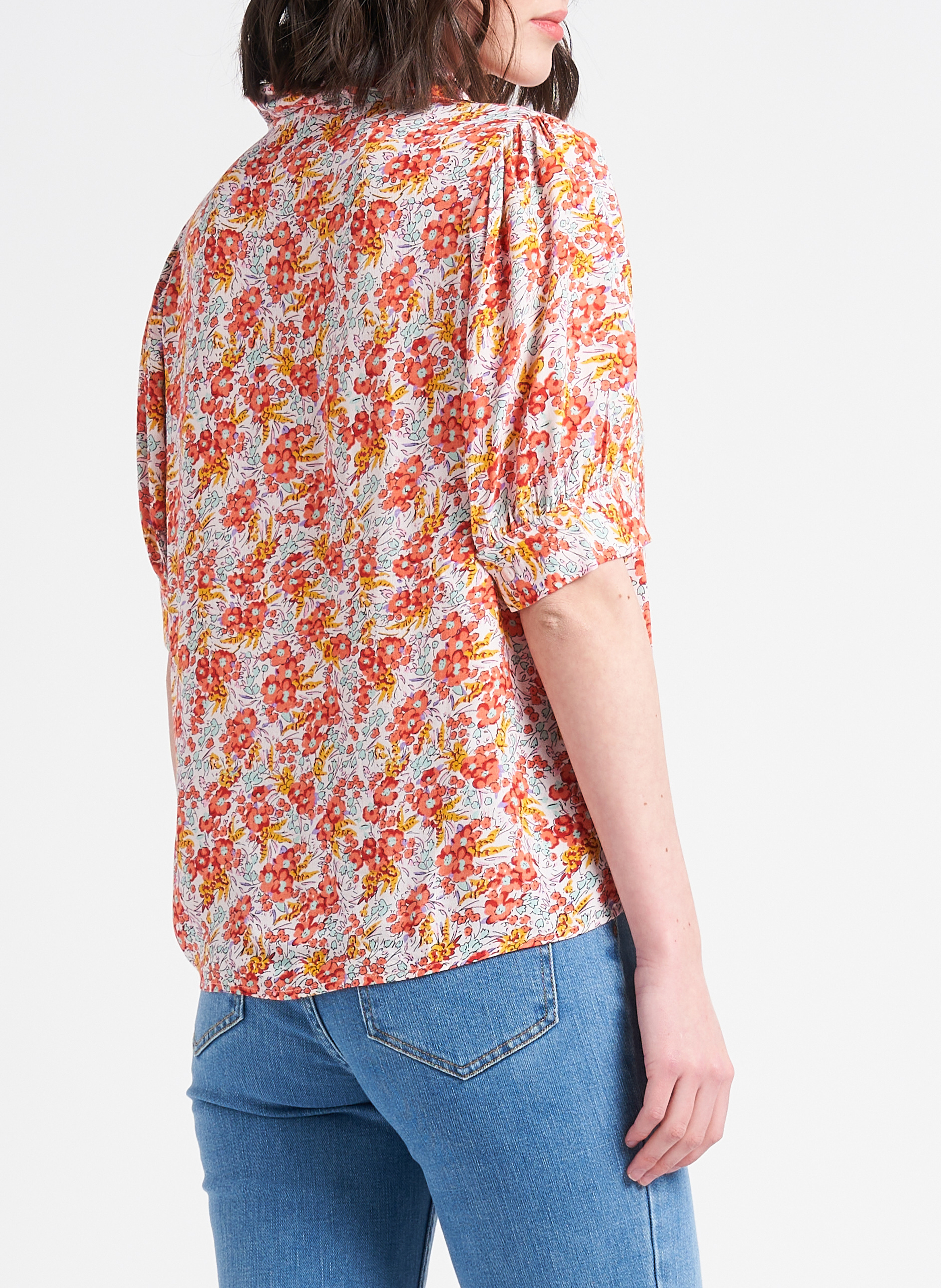 Blouse met klassieke kraag en bloemenprint PIECES Veelkleurig