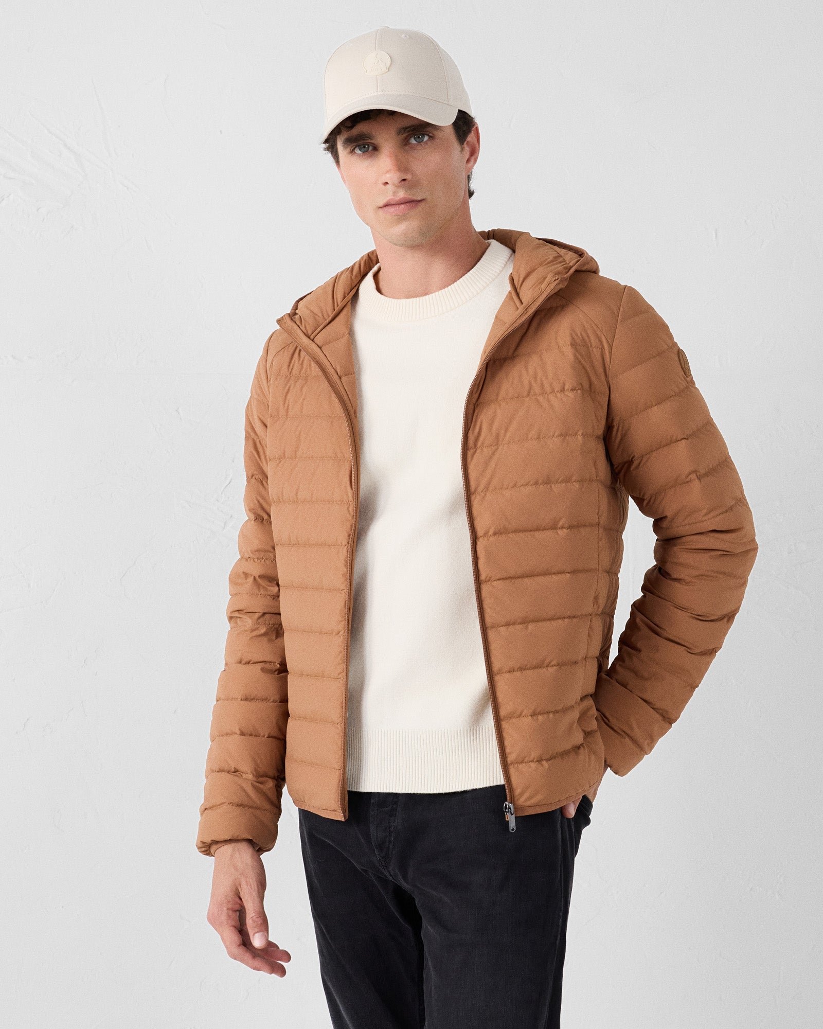 Frantz Stretch Lightweight Hooded Puffer Coat JOTT Brown