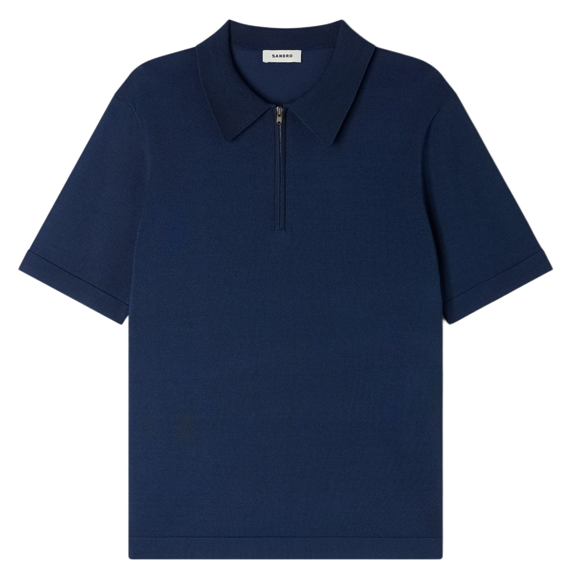 T-shirt manches courtes à col polo zippé Bleu