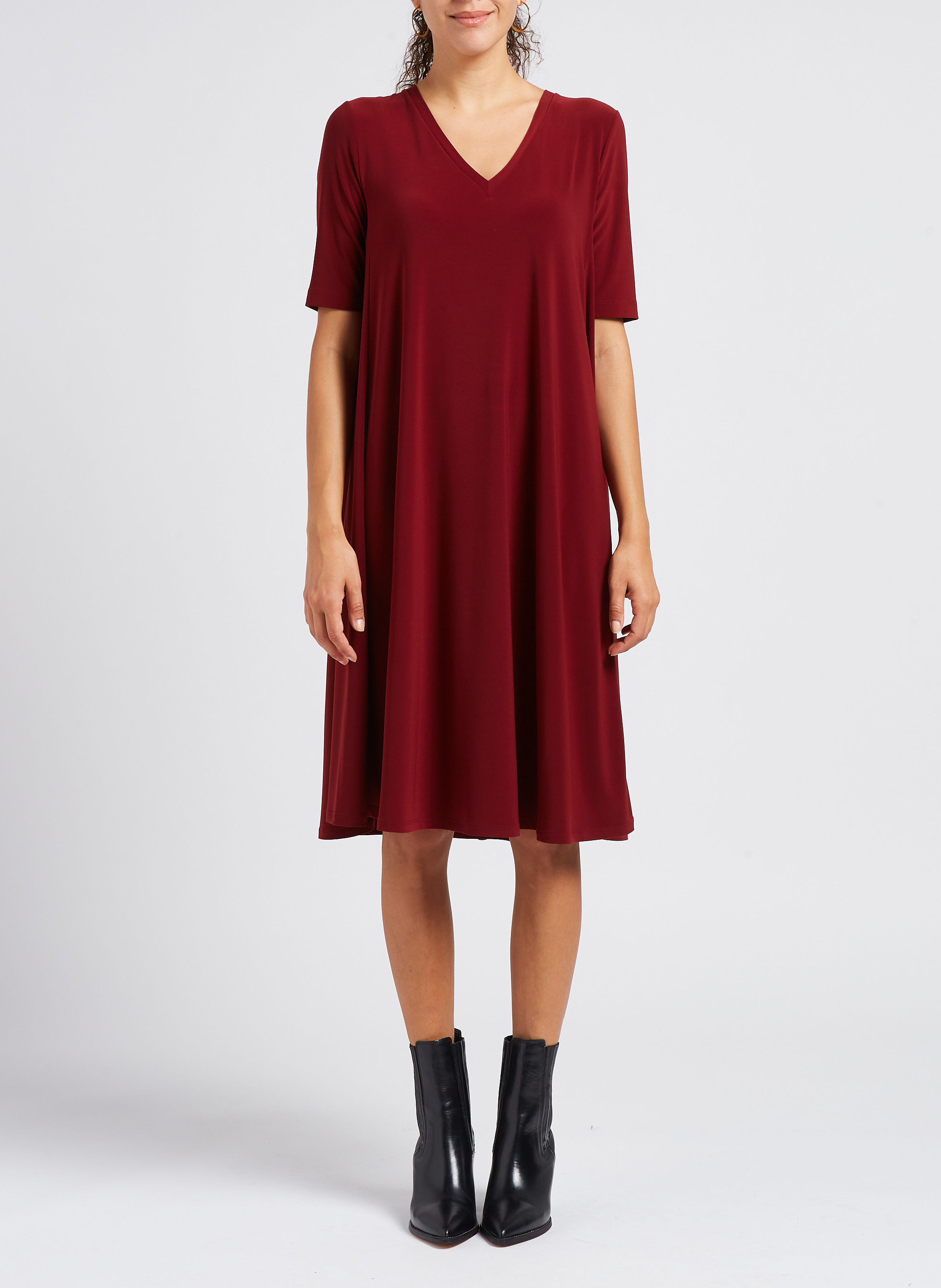 Straight v-neck midi dress MAX MARA LEISURE Red
