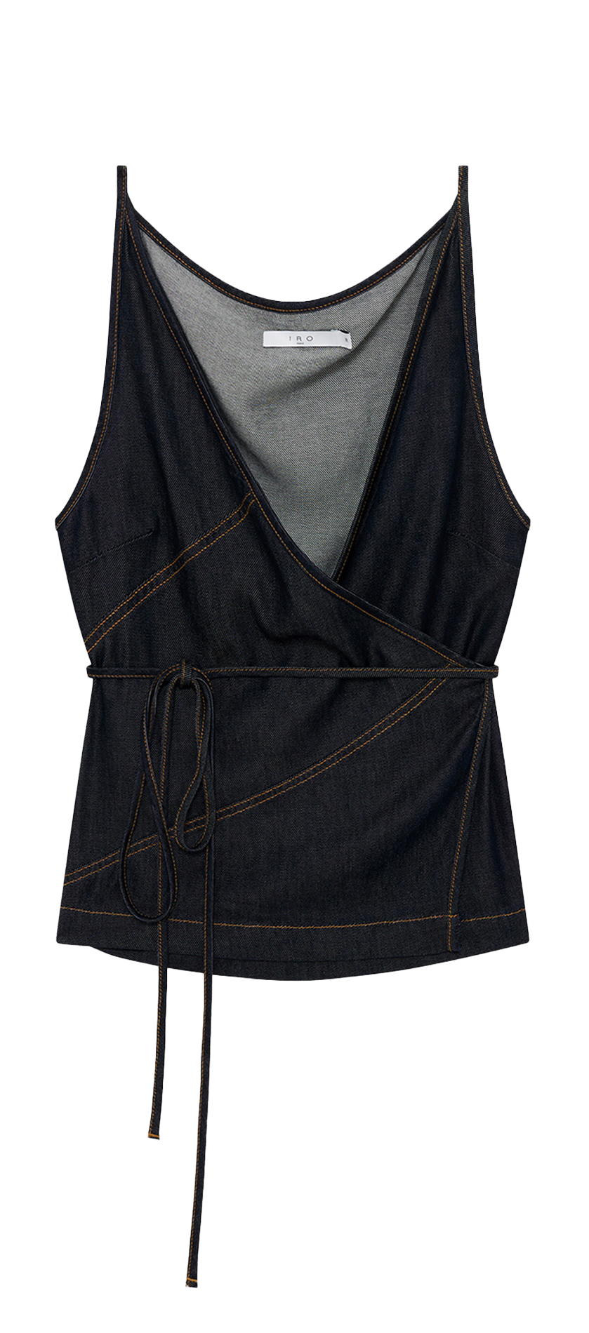 Top sans manches portefeuille en denim brut IRO Bleu