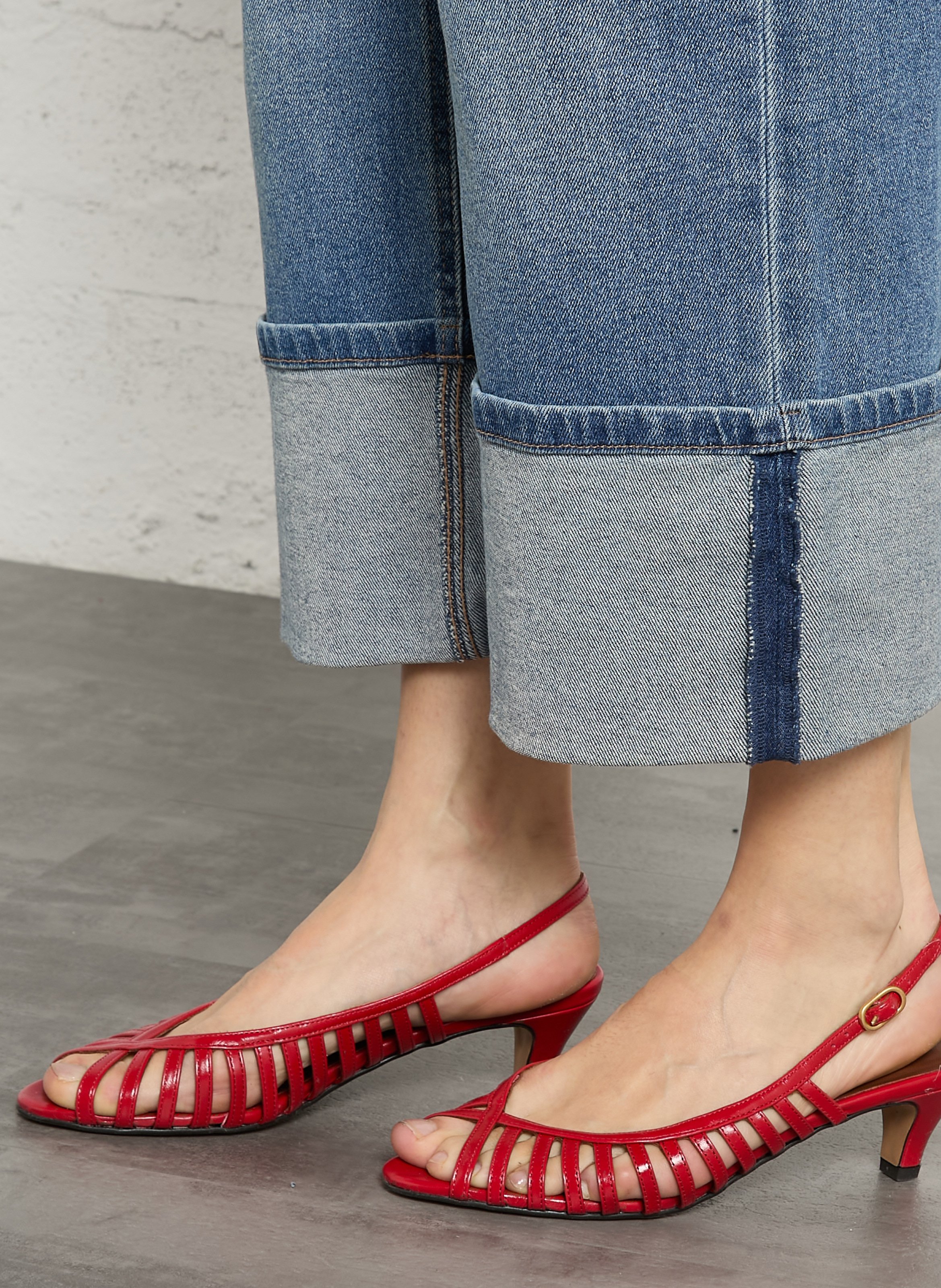 Lakleren sandalen met hak ANONYMOUS COPENHAGEN Rood