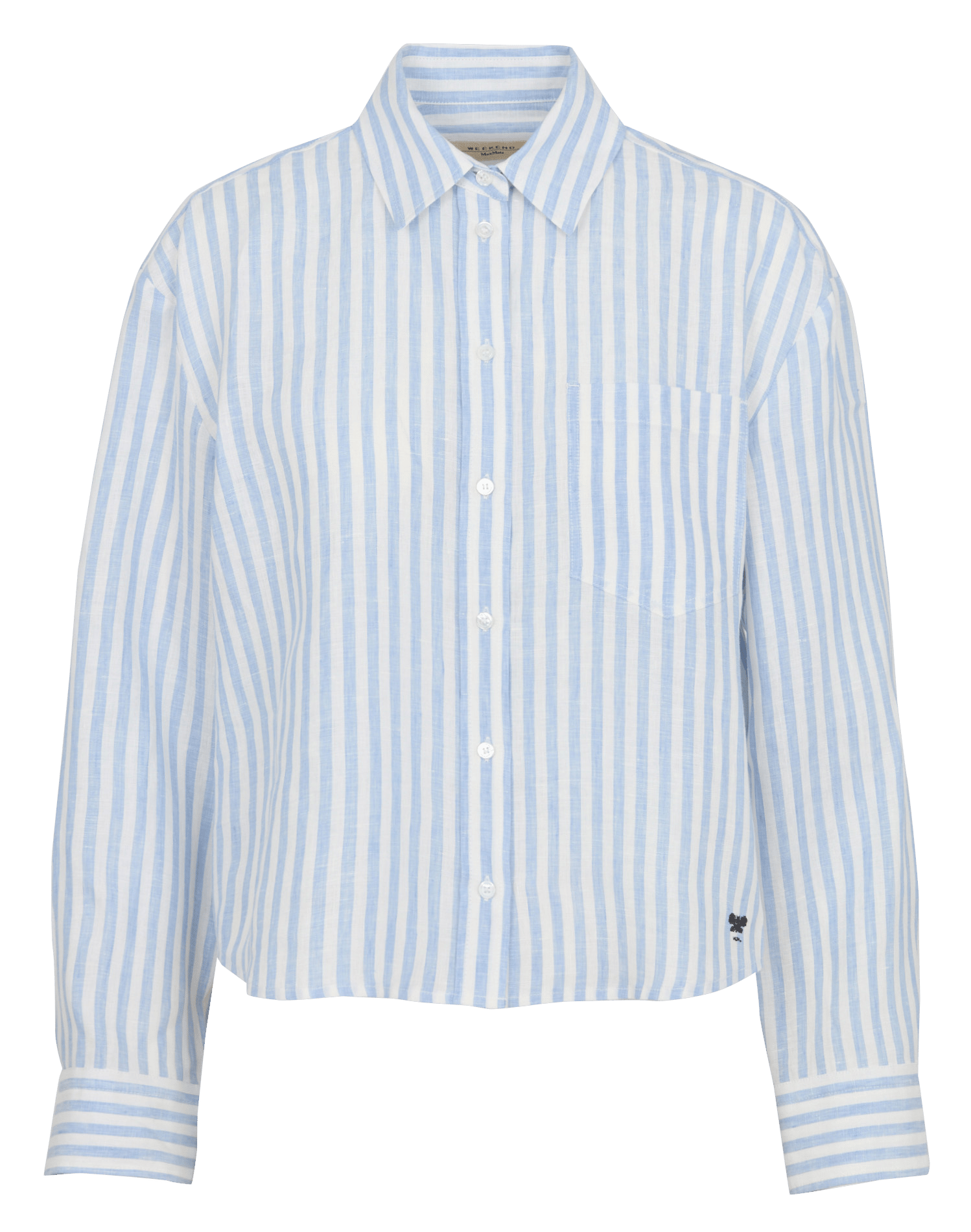 Loose short linen shirt with stripes MAX MARA WEEK END Blue