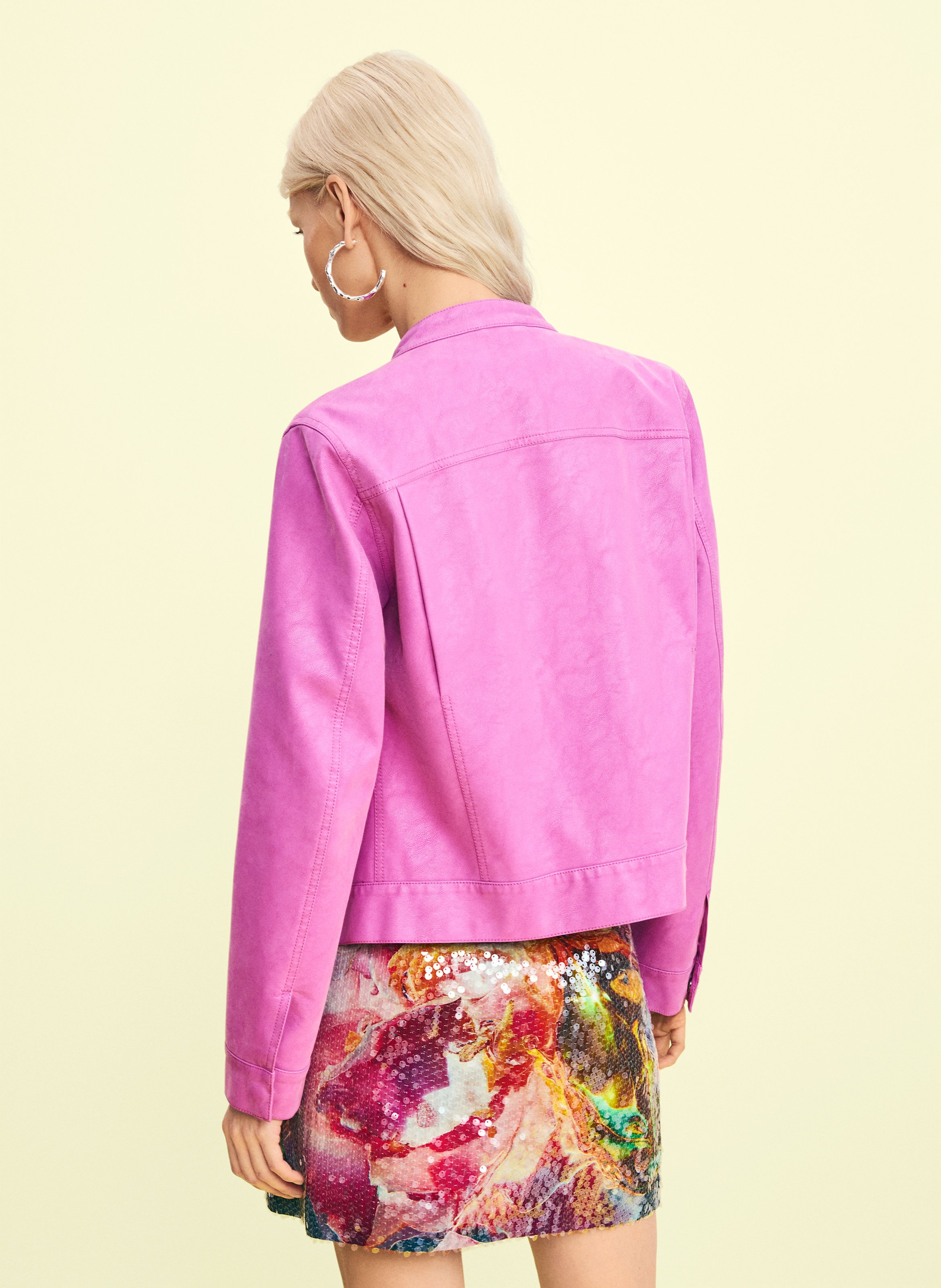 Veste effet cuir col rond DESIGUAL Rouge