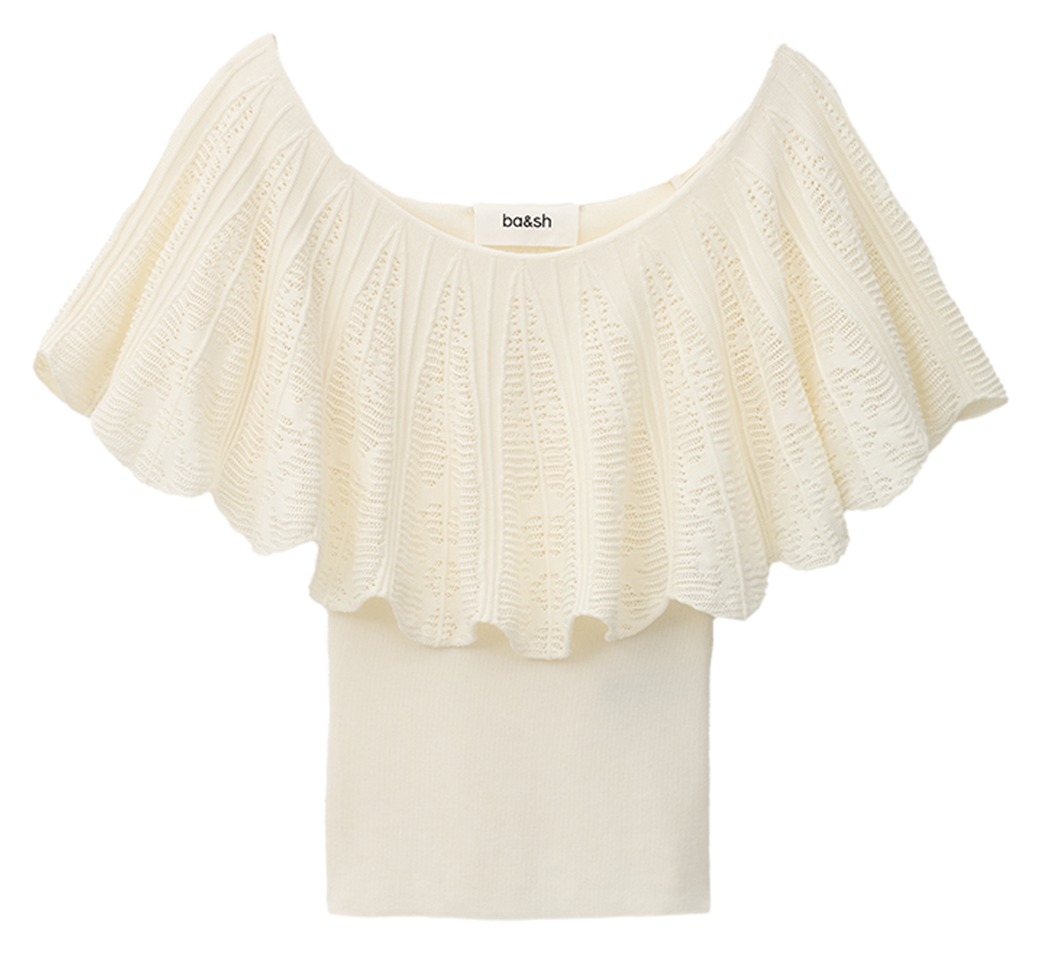 Top bardot en maille ajourée BA&SH Beige
