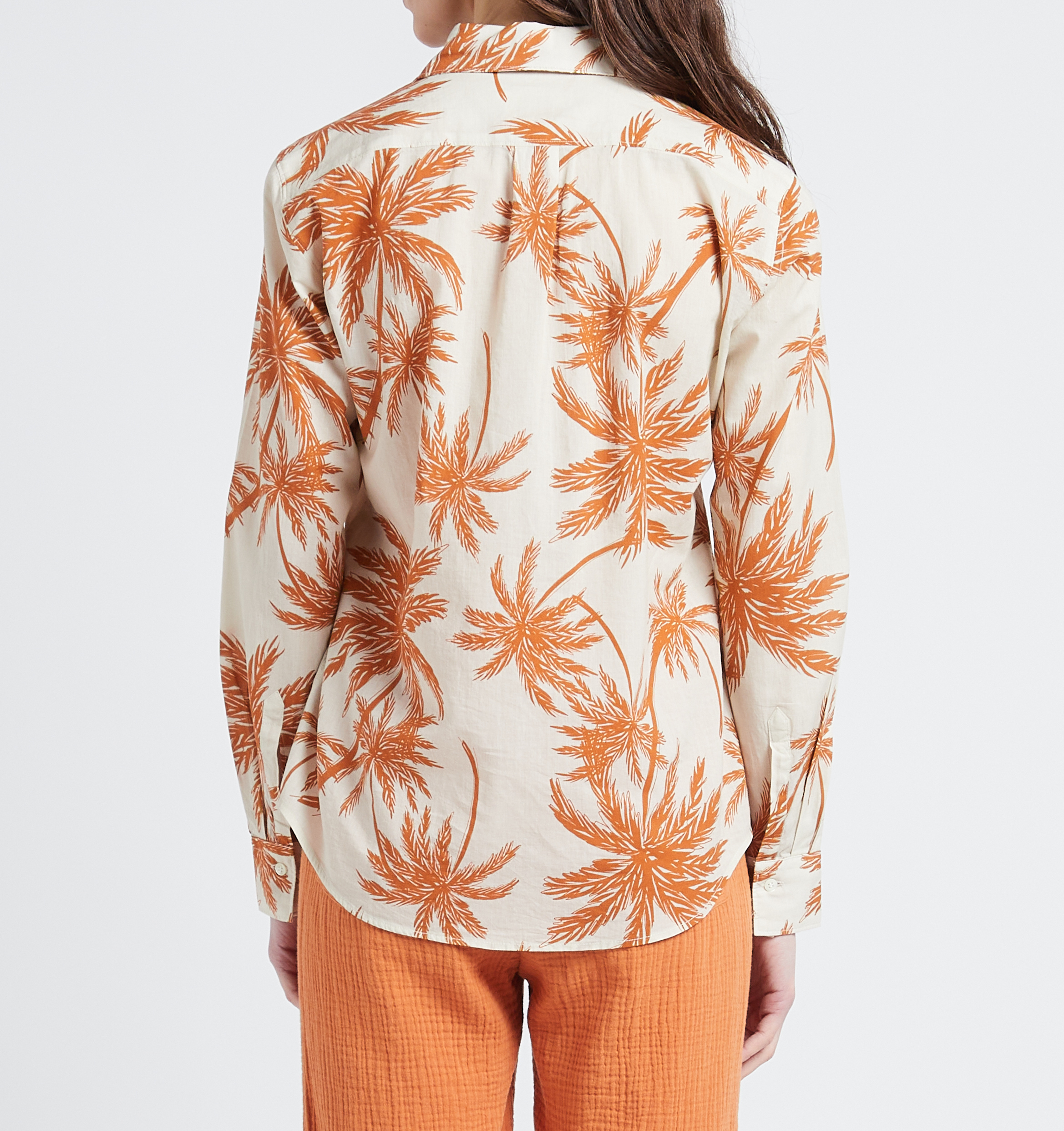 Straight printed cotton shirt HARTFORD Orange