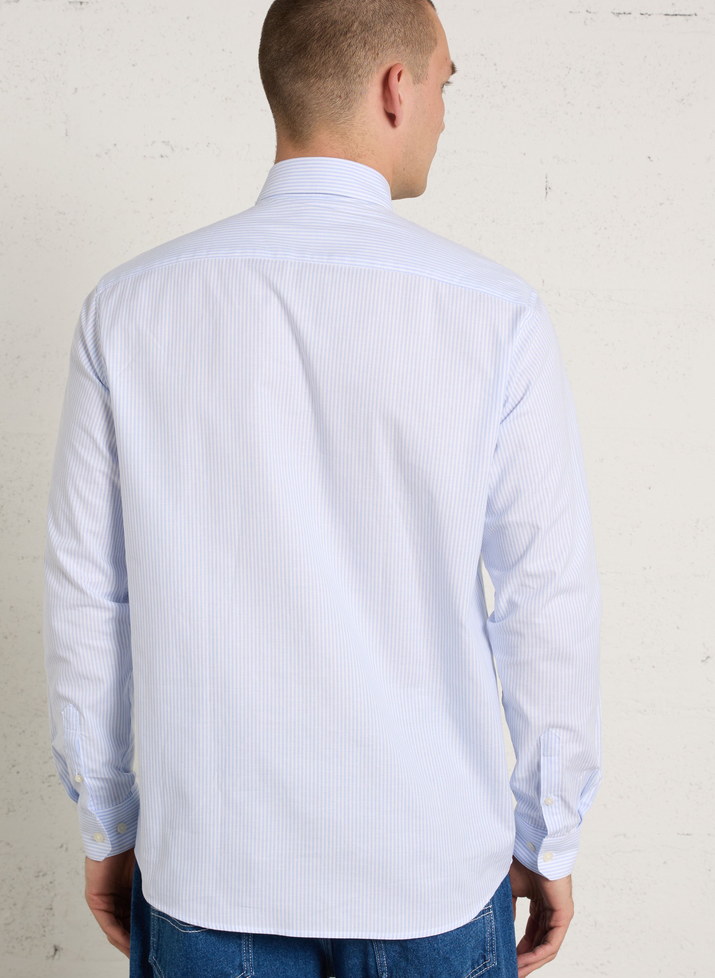 Chemise droite rayée en coton AU PRINTEMPS PARIS Bleu