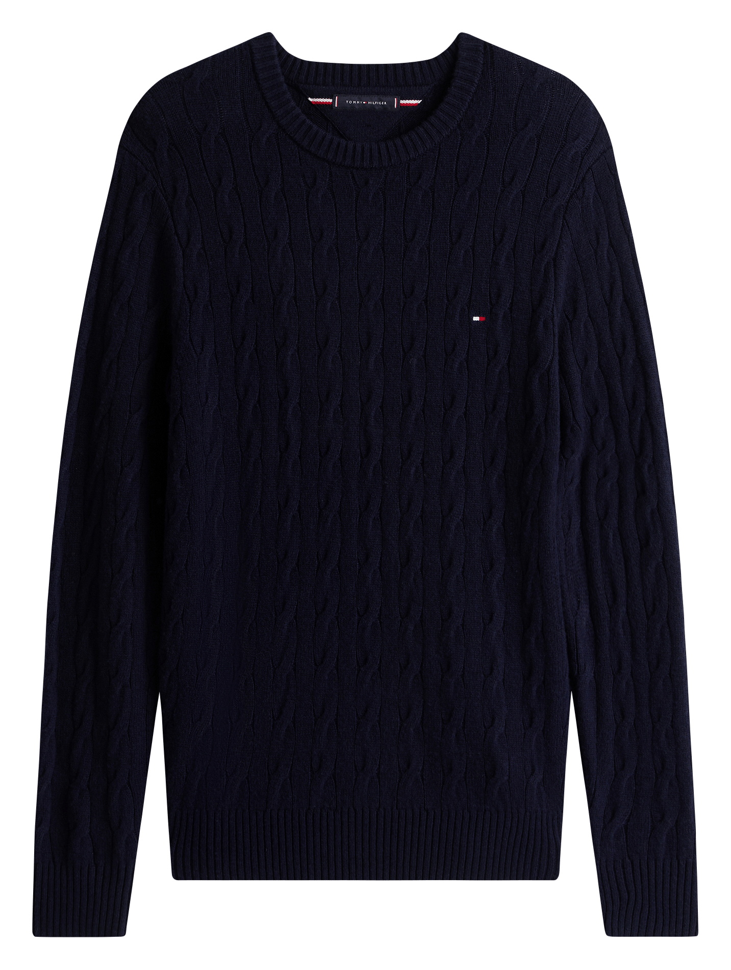 Rundhals-Pullover aus geflochtener Wolle TOMMY HILFIGER Blau