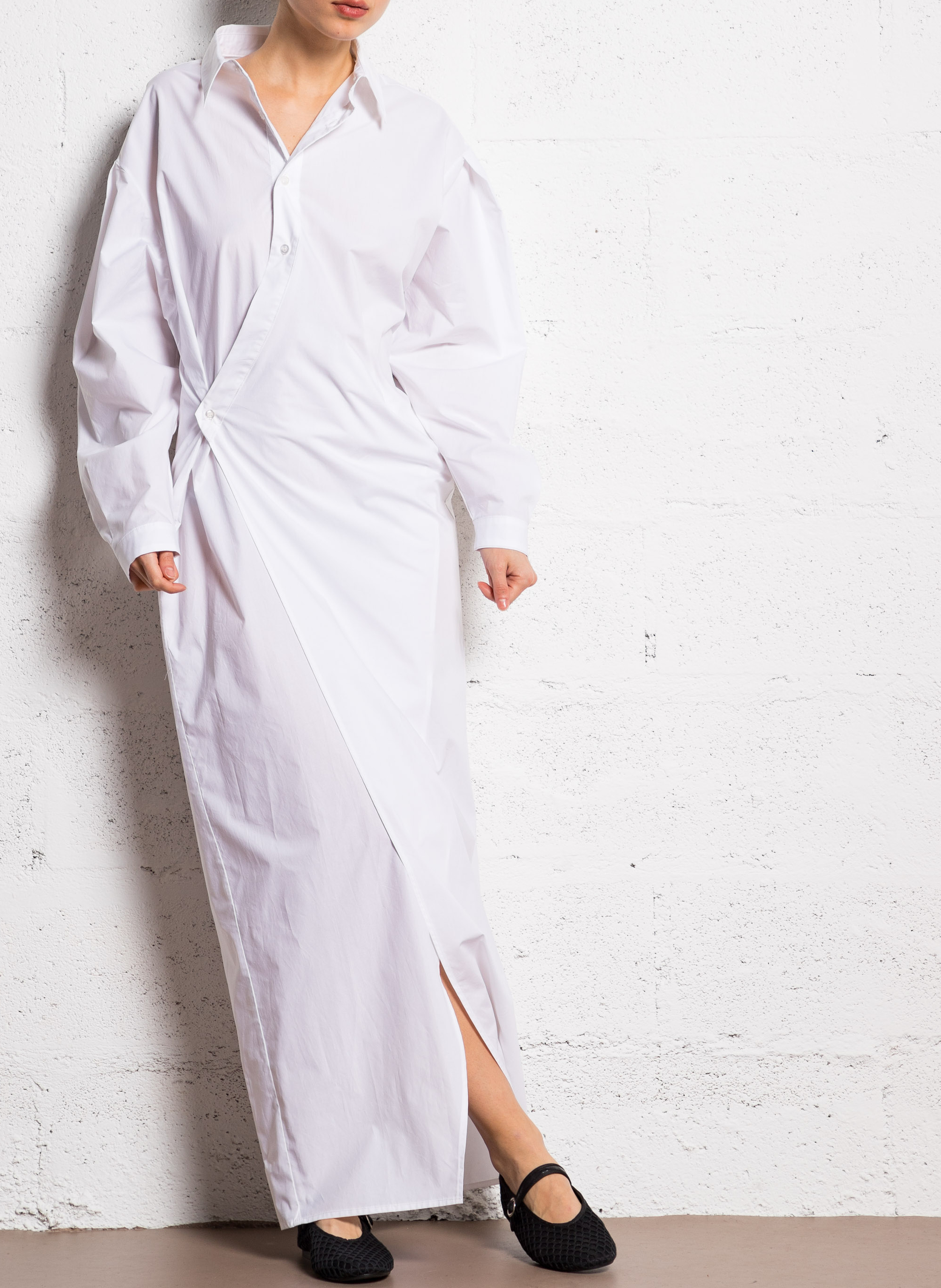 Long cotton wrap dress ATTIC AND BARN White