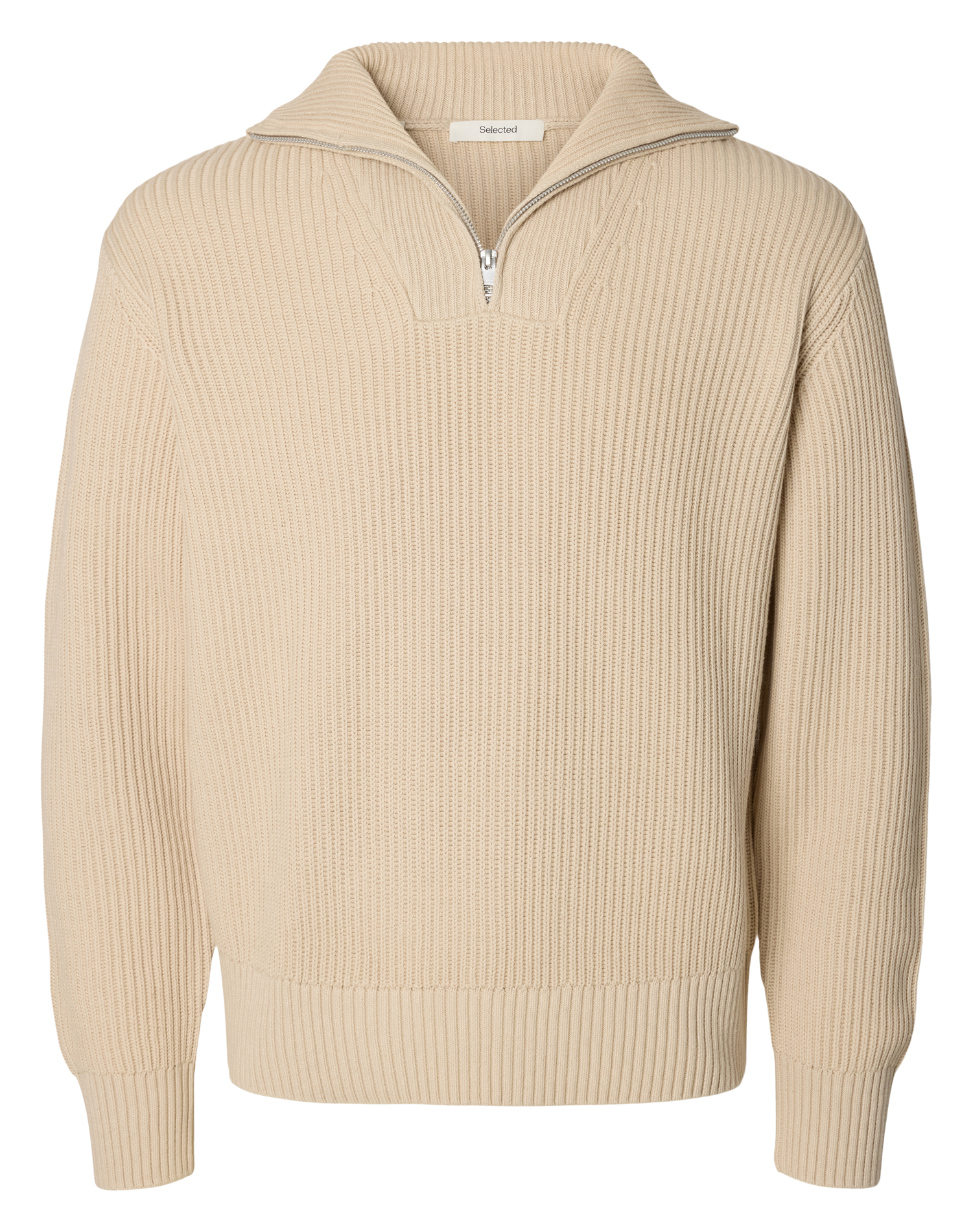 Pull col camionneur en coton SELECTED Beige