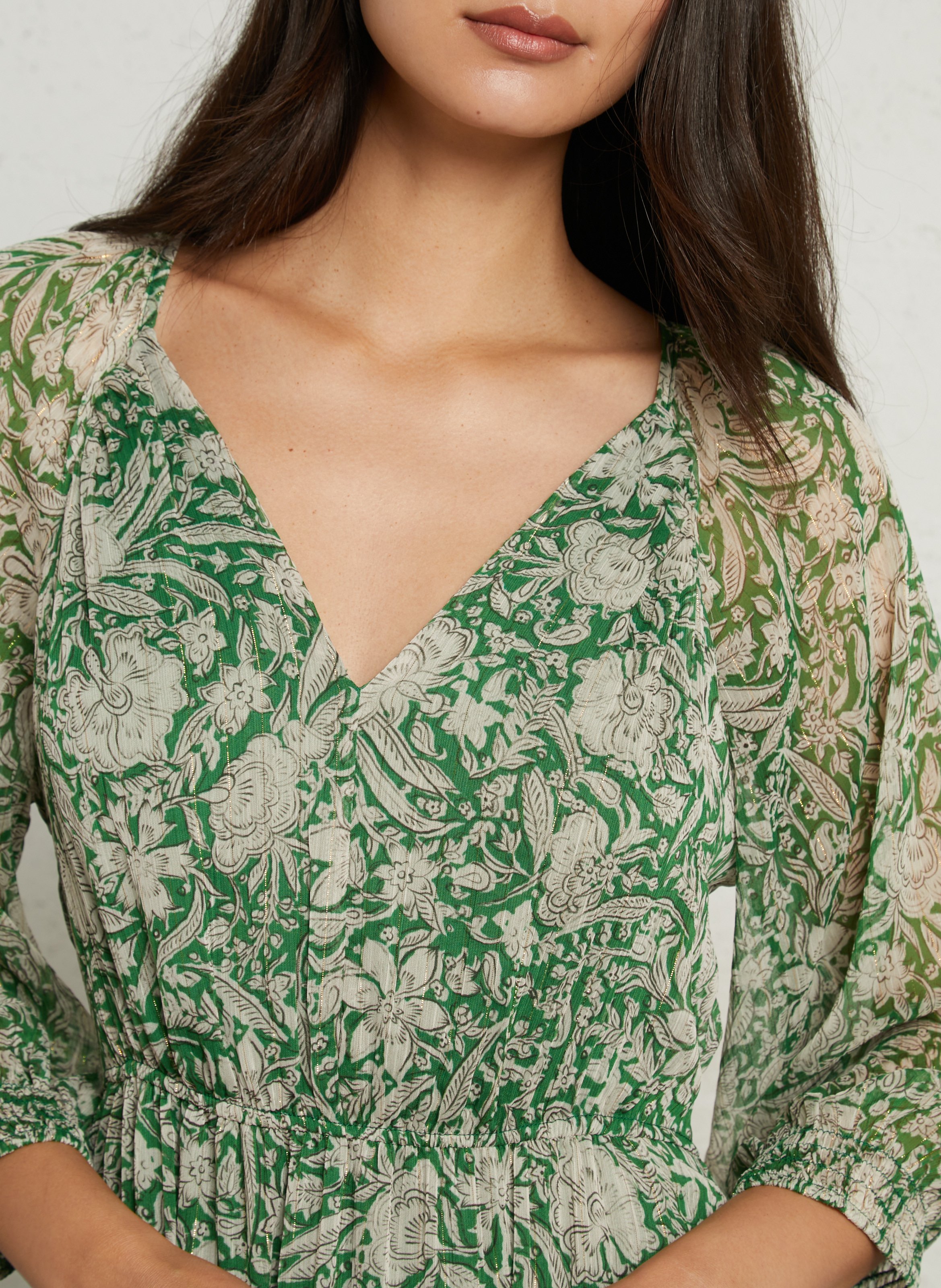 Robe longue col V  SUD EXPRESS Vert