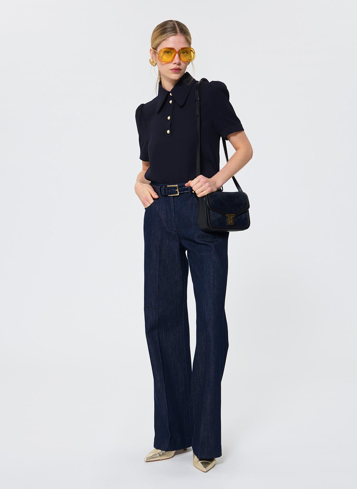 Classic-collar top TARA JARMON Blue