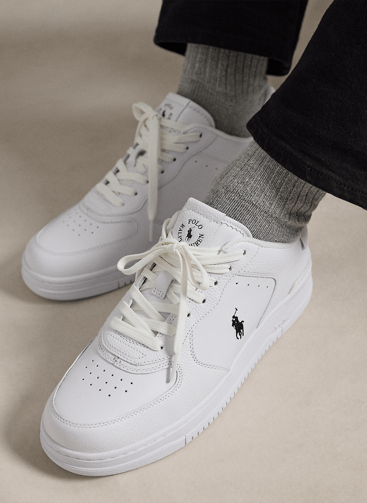 Niedrige Sneaker aus Leder-Mix POLO RALPH LAUREN Weiss