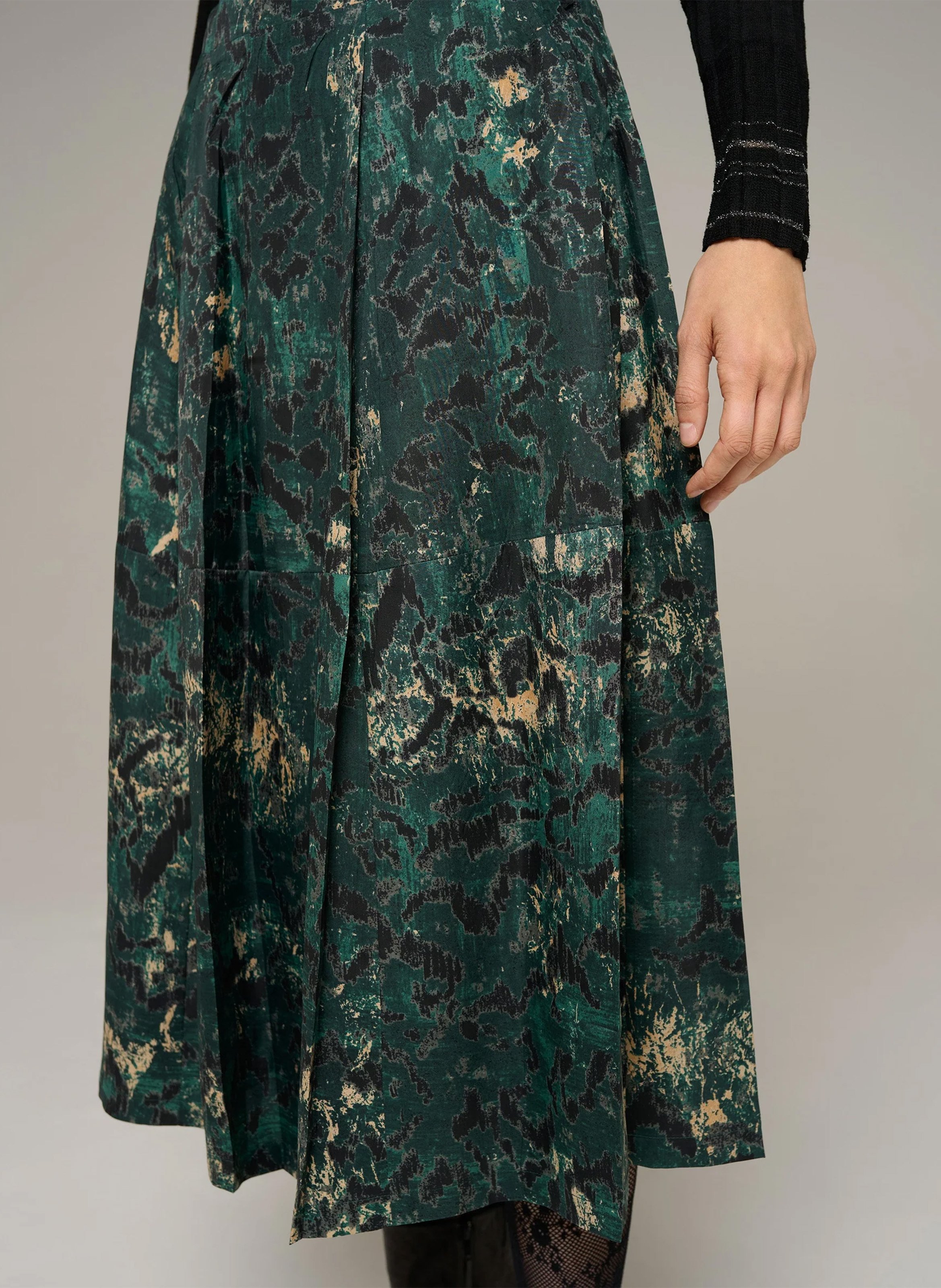 Flared printed midi skirt COTELAC Green