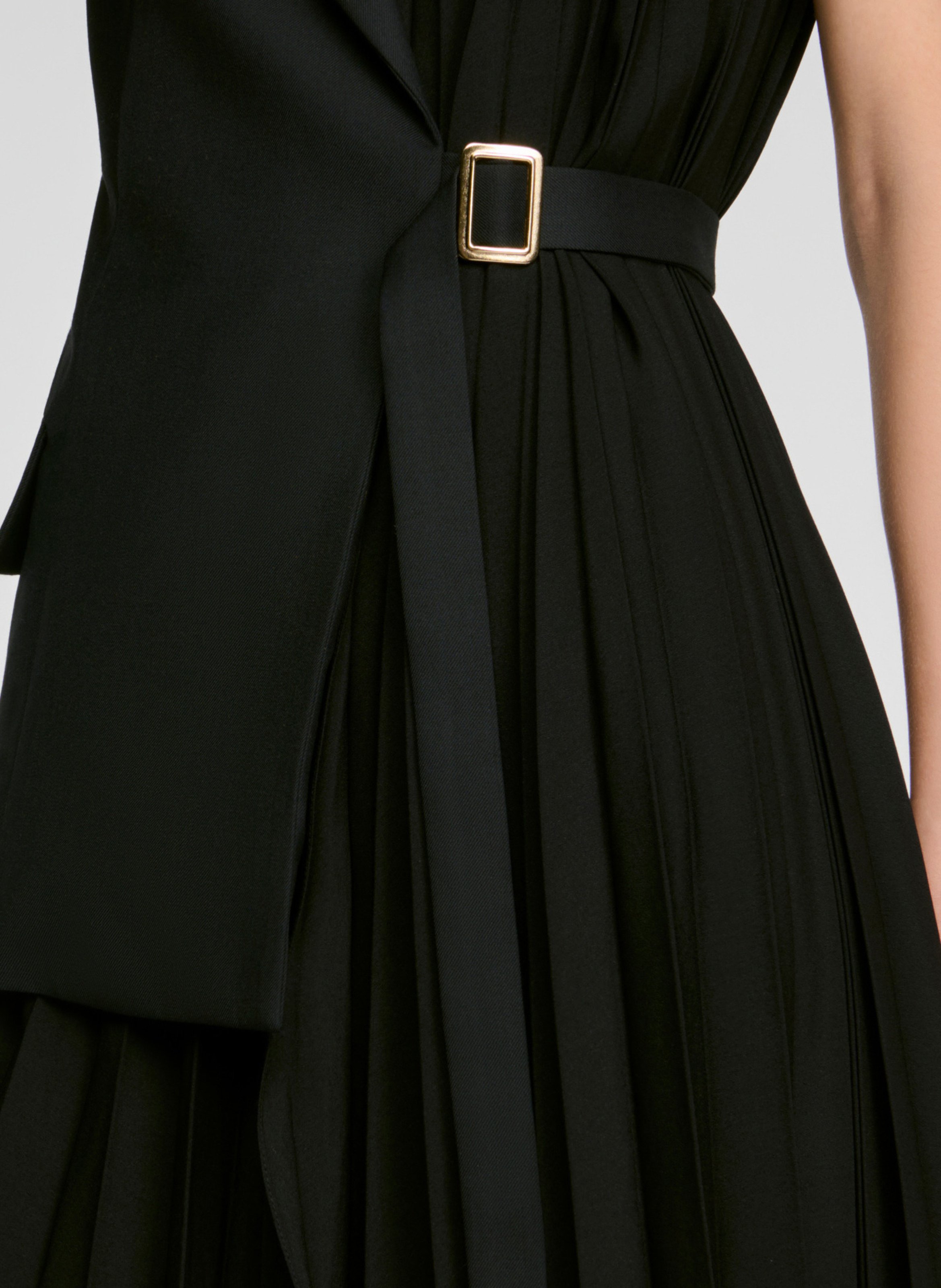 Robe longue cintrée plissée SANDRO Noir