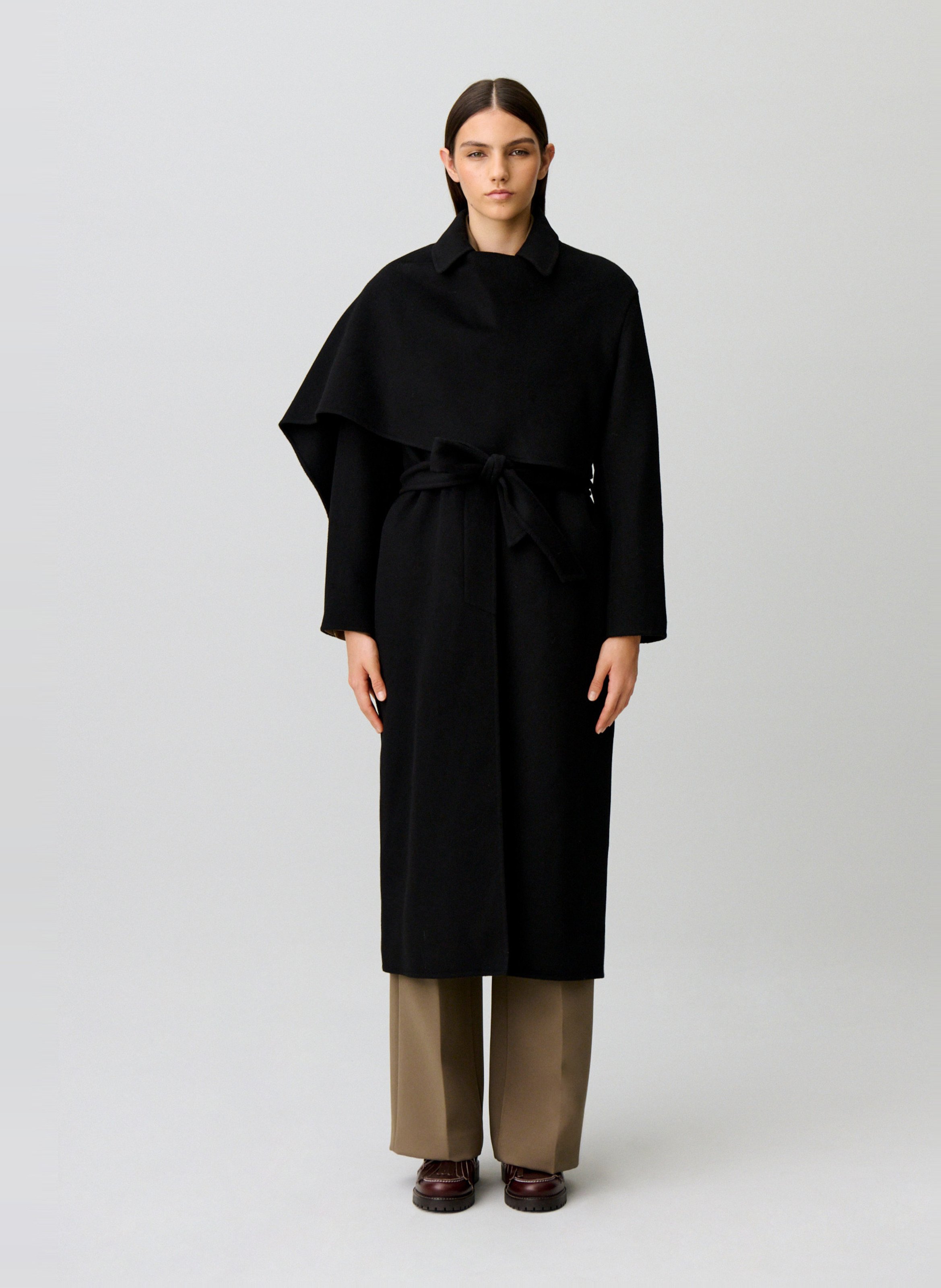 Manteau col classique en laine mélangée CLAUDIE PIERLOT Noir