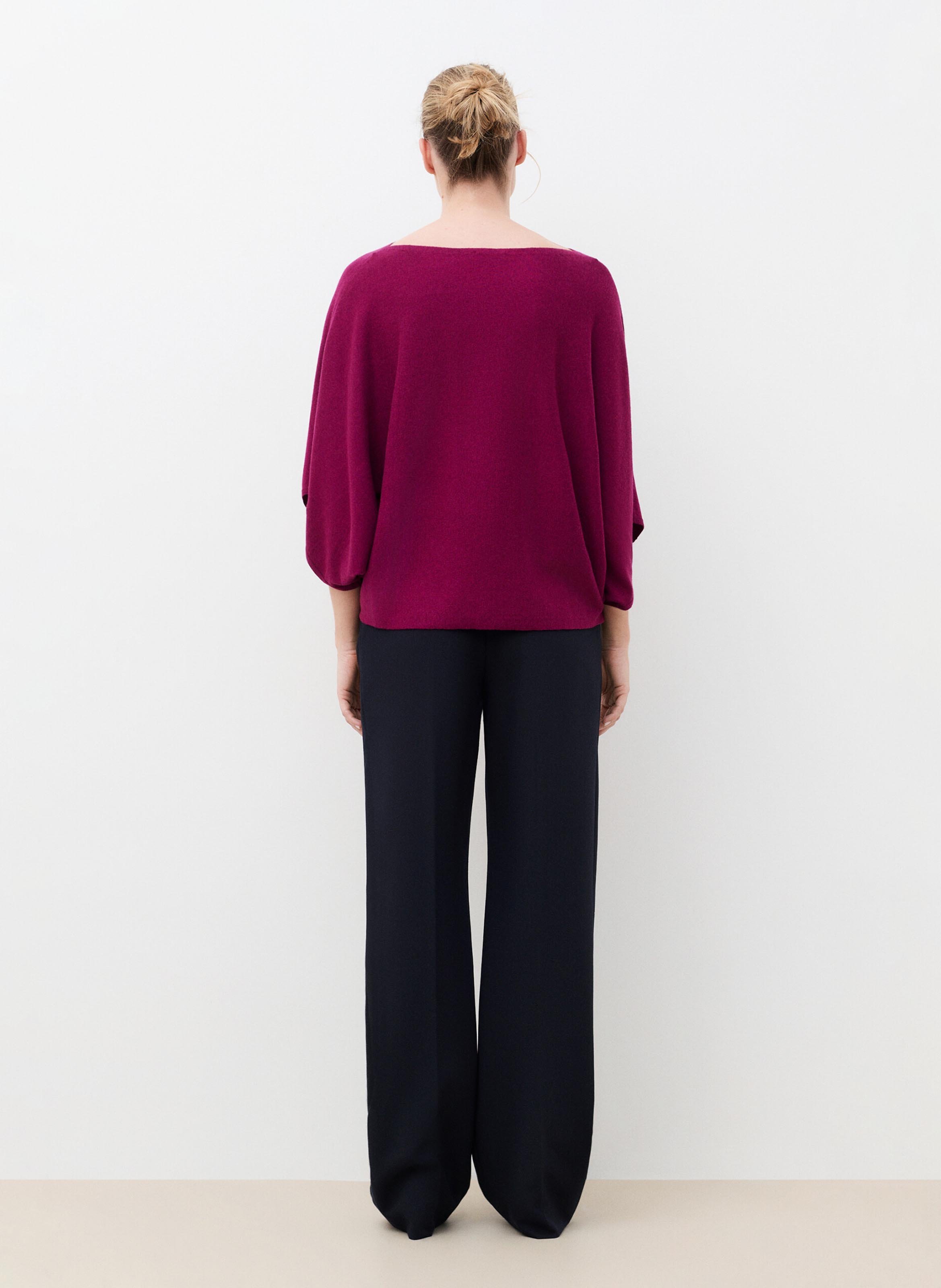 Plain 3/4 Sleeve Oversized Sweater CAROLL Purple