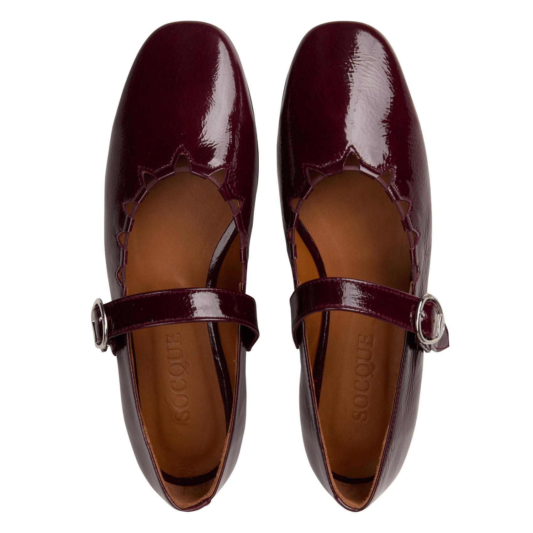 Ballerines en cuir velours SOCQUE PARIS Prune