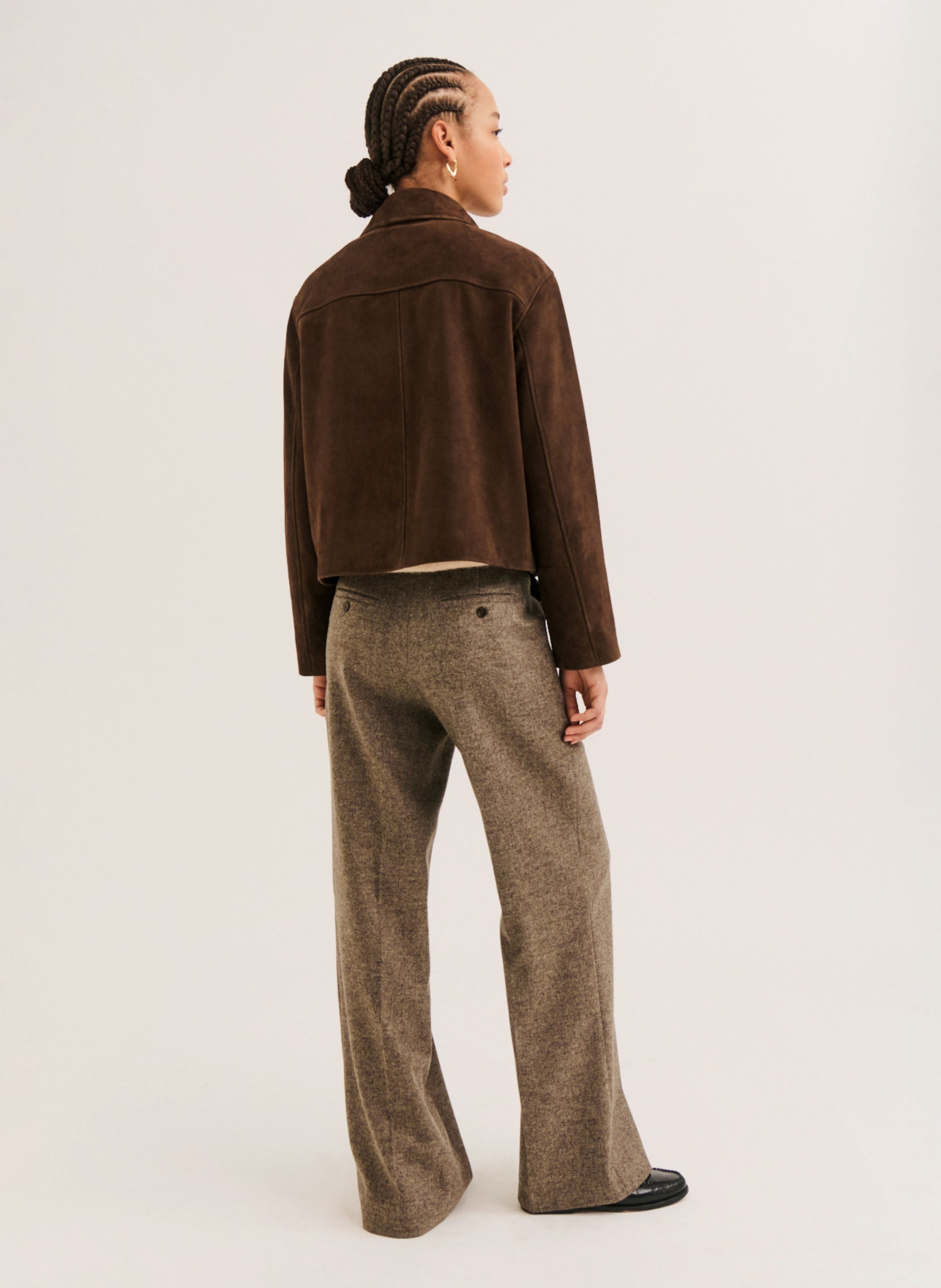 Oversize Jacke mit klassischem Kragen aus Wildleder PABLO Braun