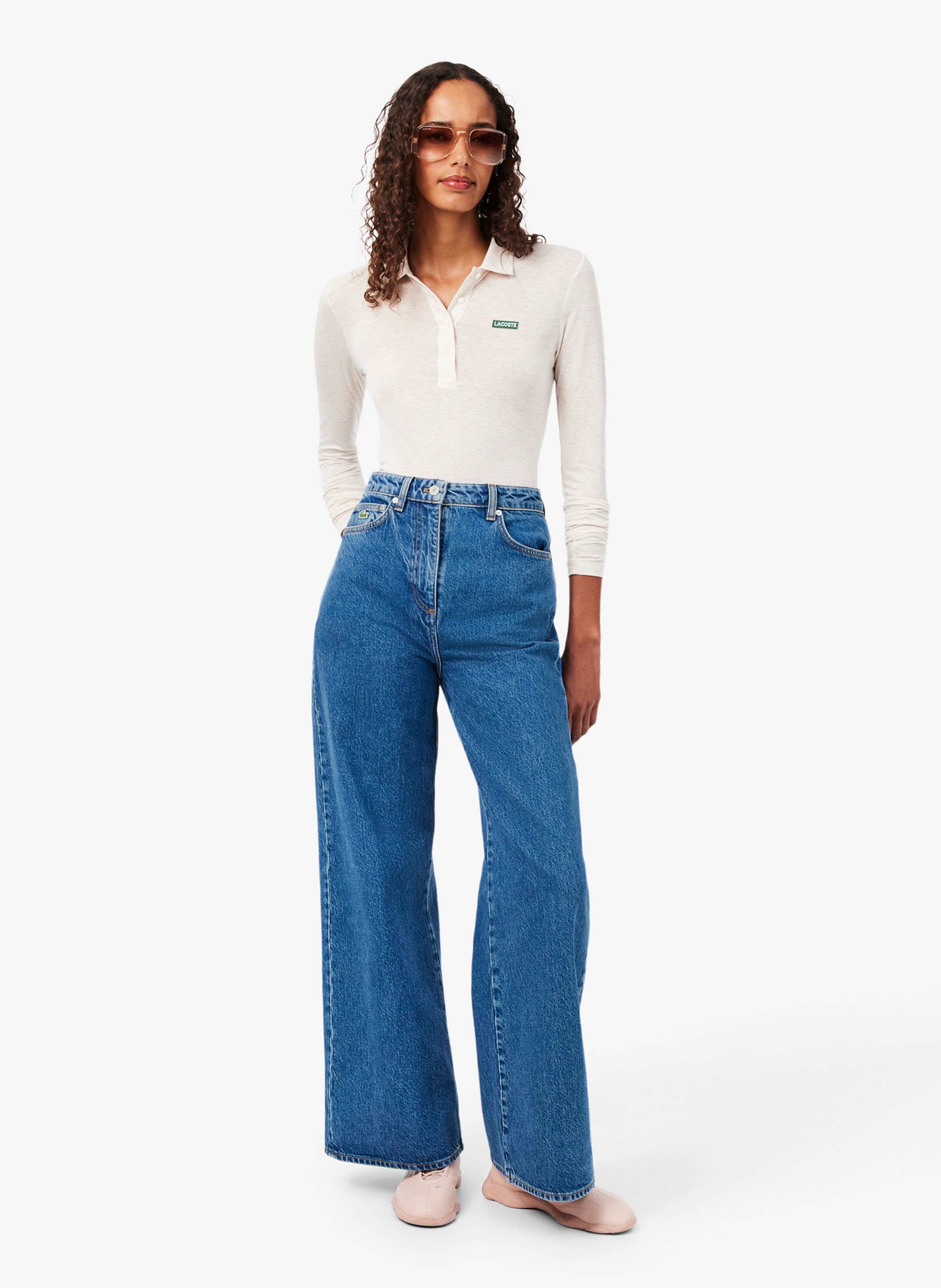 Weite High Waist Jeans aus Baumwolle LACOSTE Blau