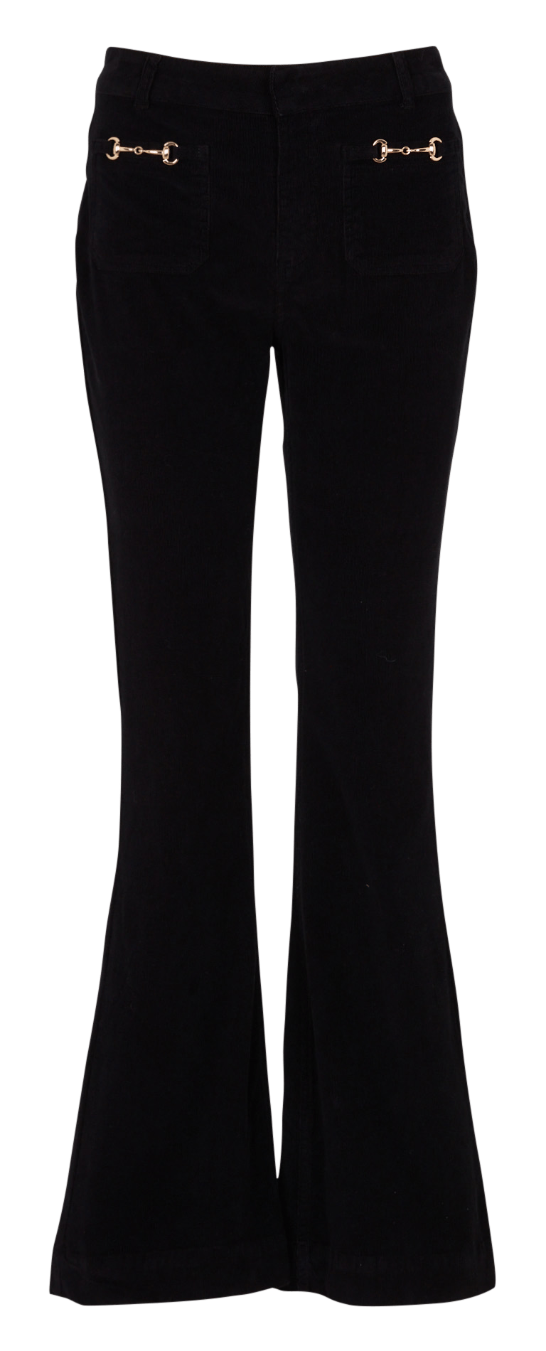 Pantalon flare côtelé en coton mélangé BERENICE Noir