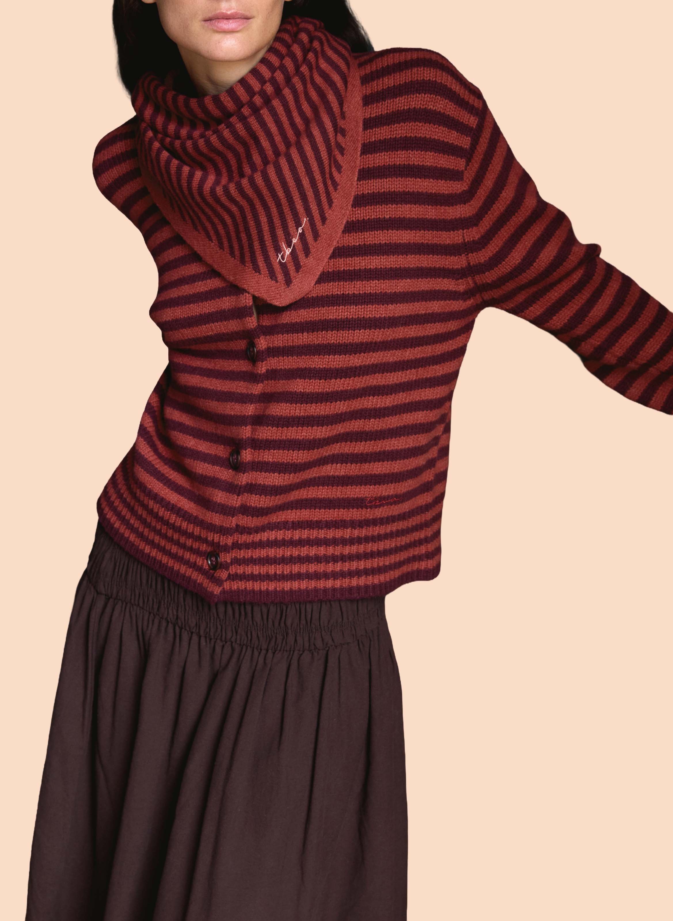 Striped wool scarf TBCO Red