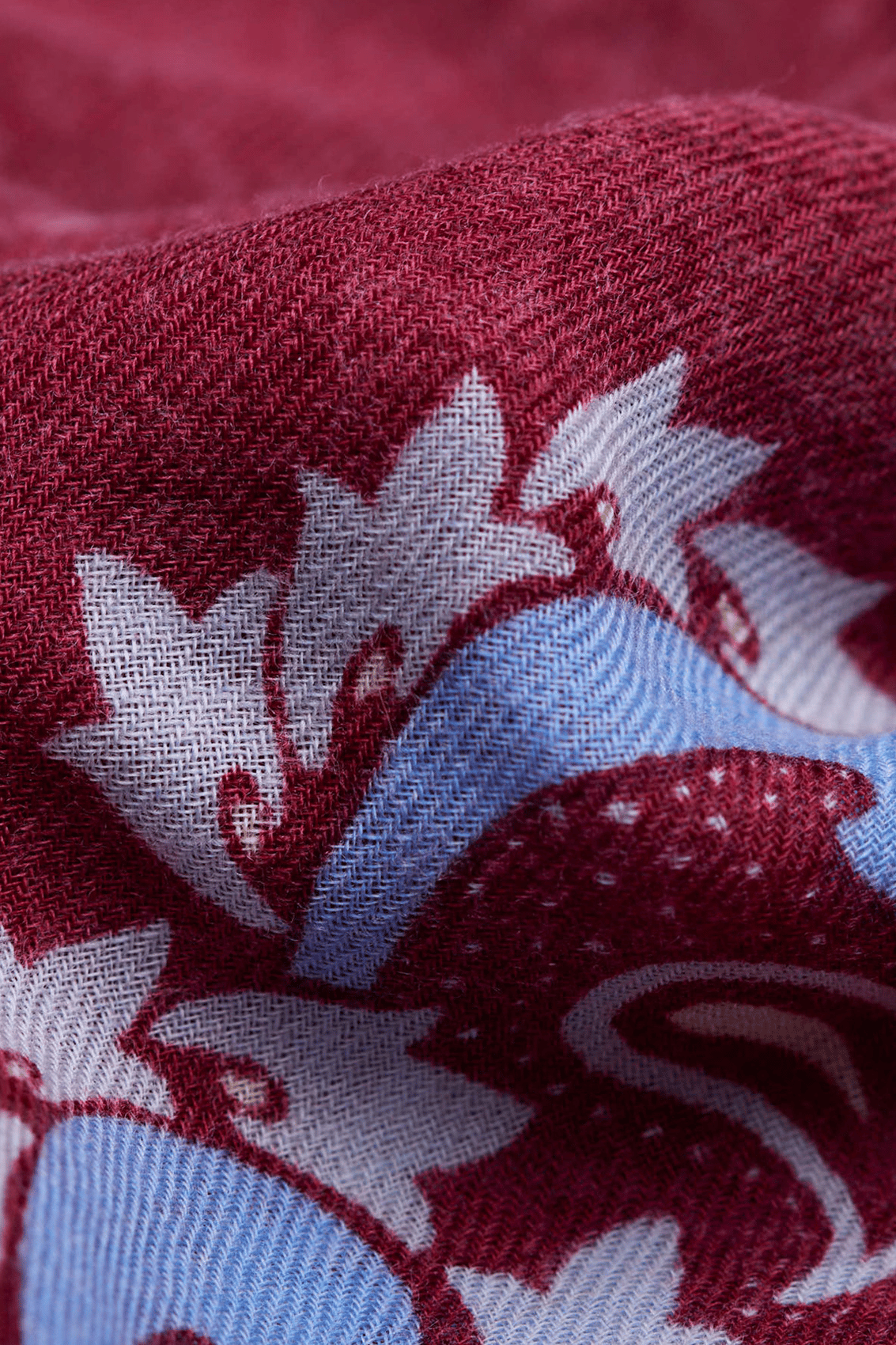 Printed wool and cashmere scarf MAISON LECOMTE FLAMENT Red
