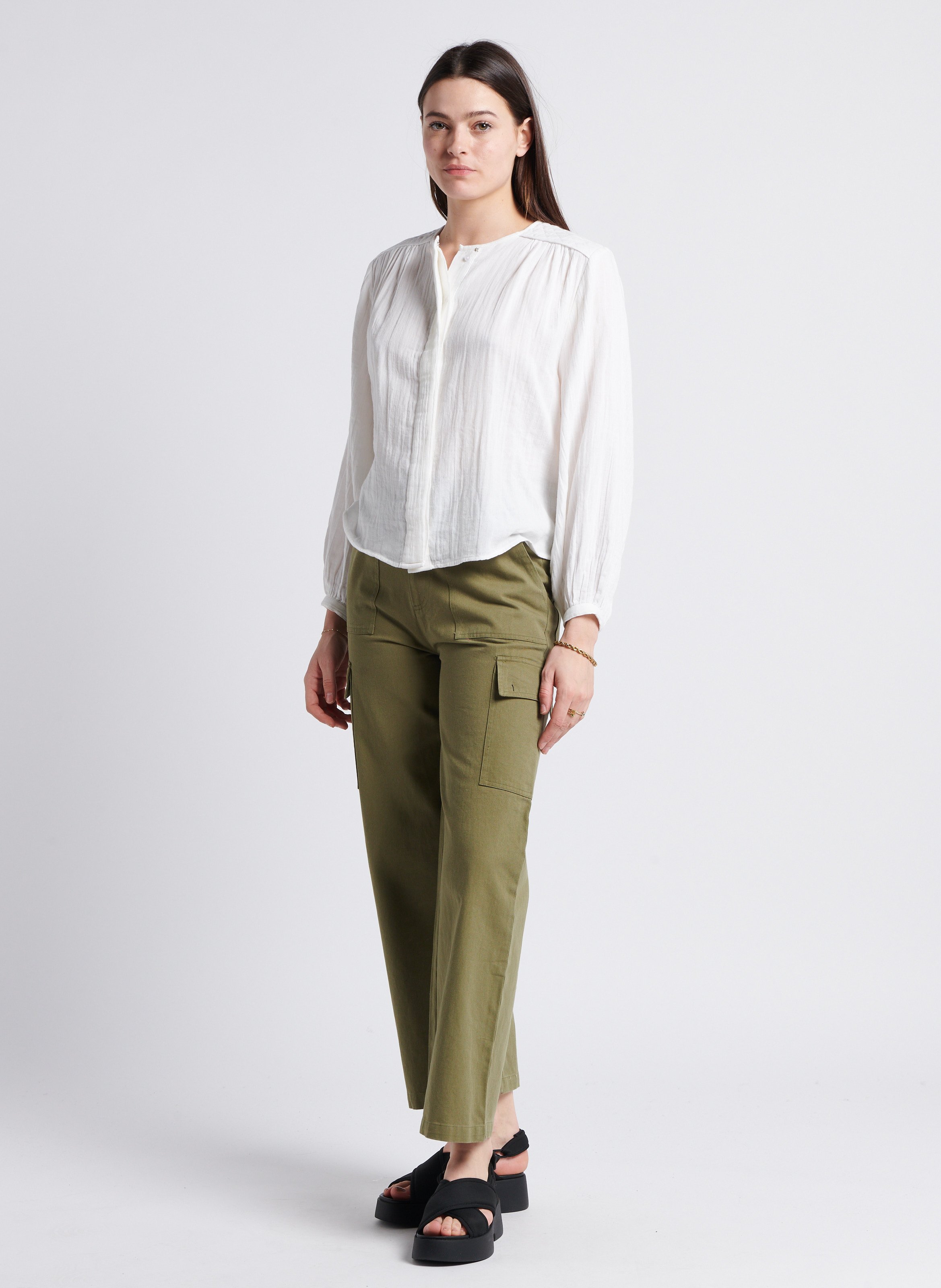 Katoenen cargobroek LA PETITE ETOILE Kaki