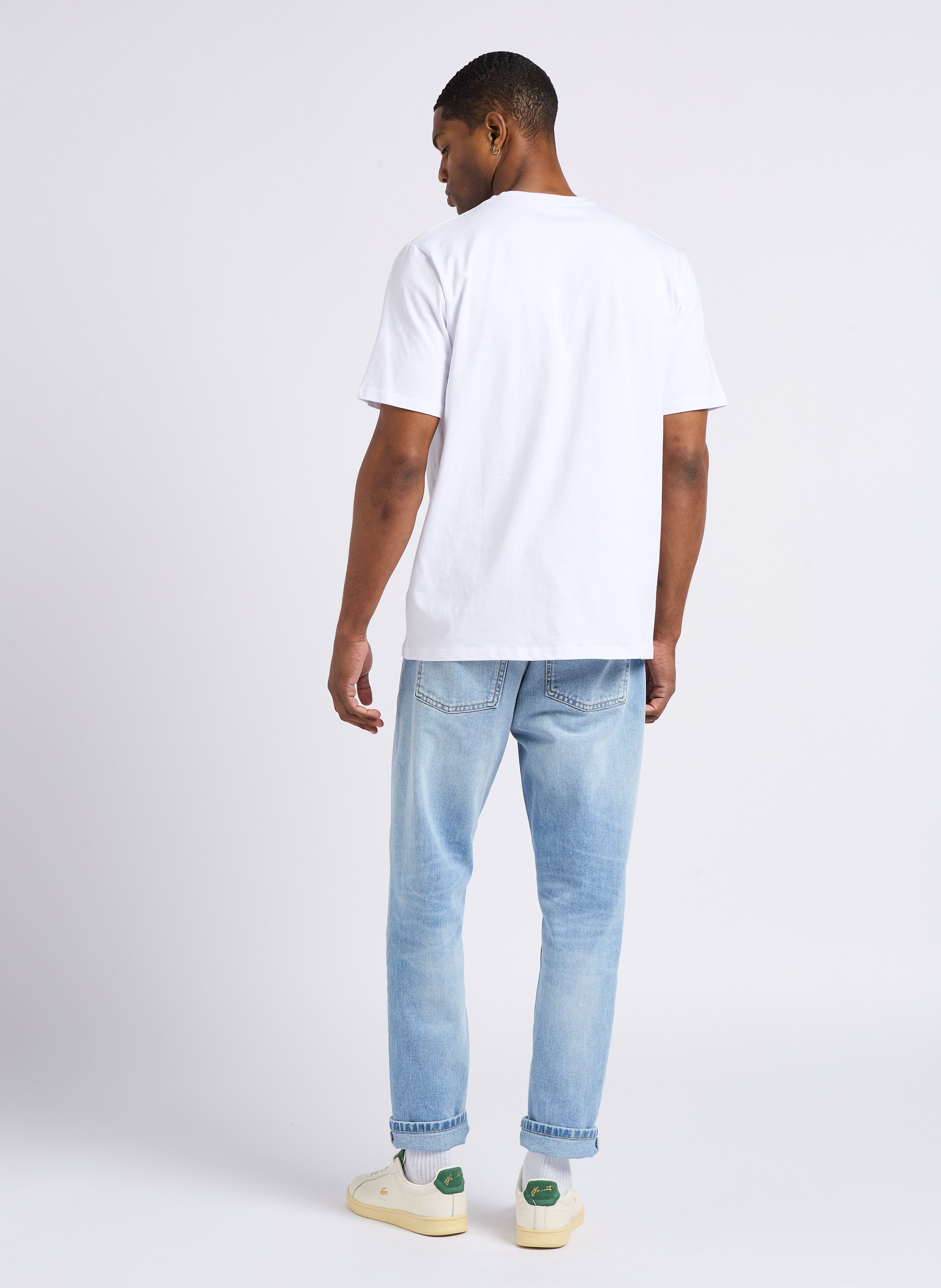 Staright embroidered round-neck cotton T-shirt CHEVIGNON White