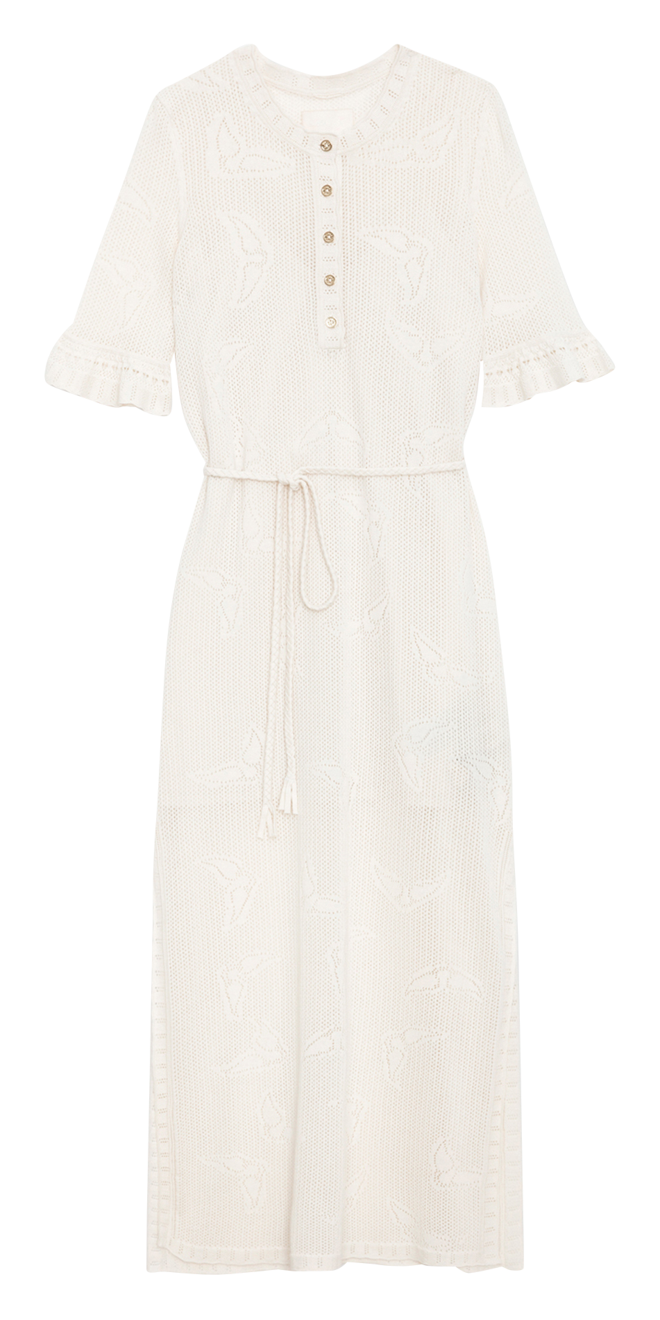 Robe longue en maille pointelle de coton bio ZADIG&VOLTAIRE Blanc