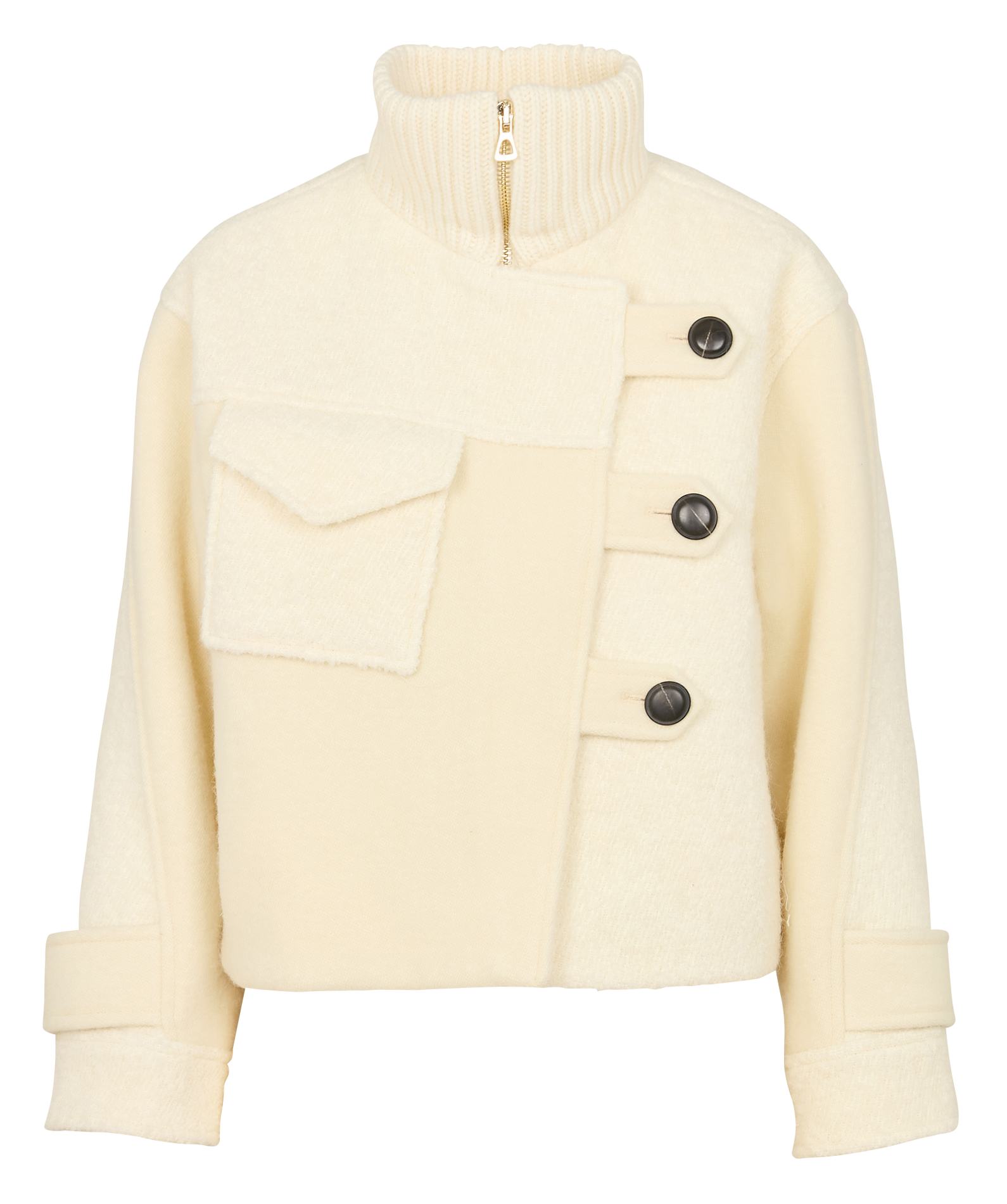 Straight-cut knit jacket Beige