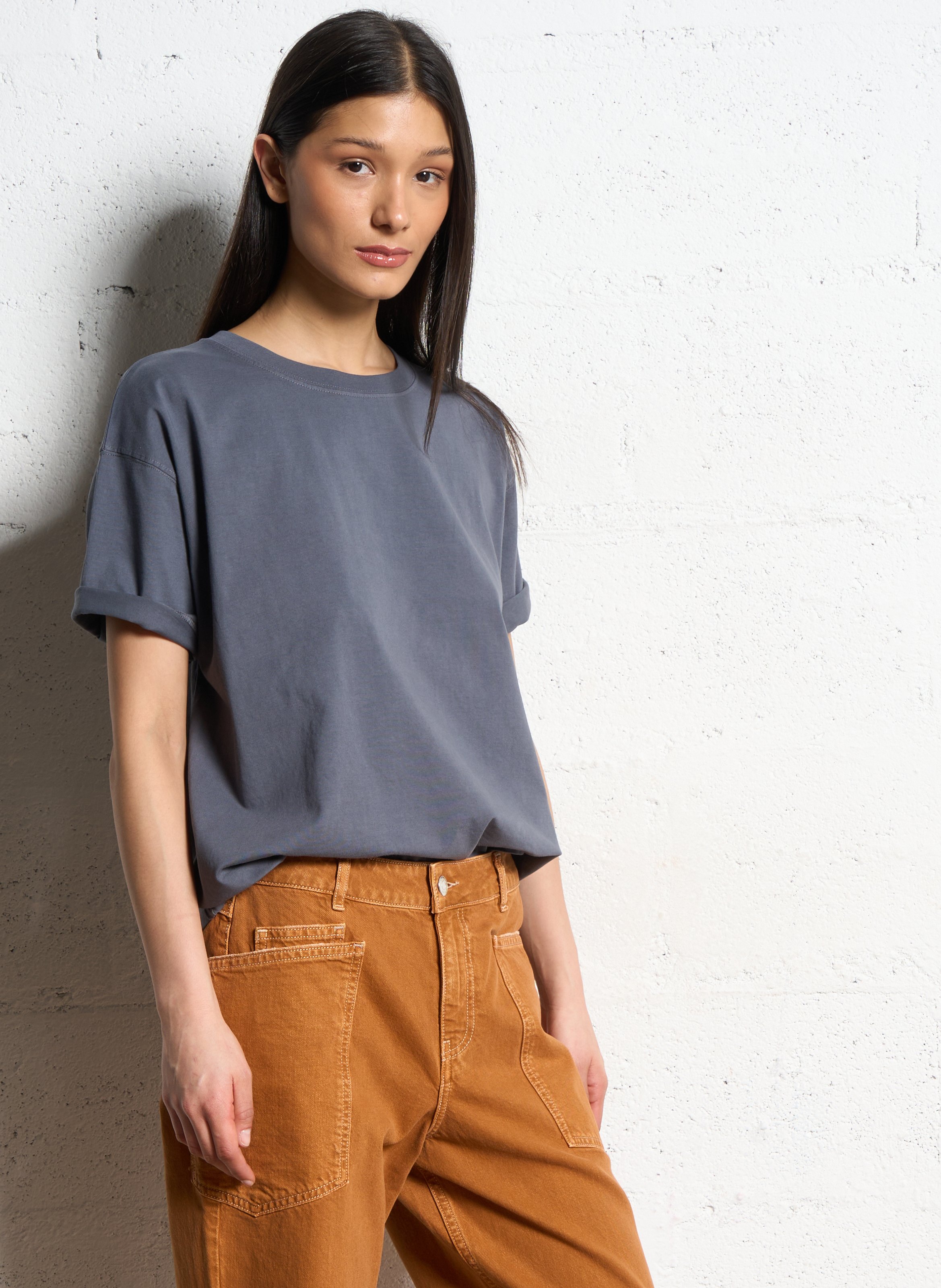 Loose-fit round-neck cotton T-shirt AMERICAN VINTAGE Grey