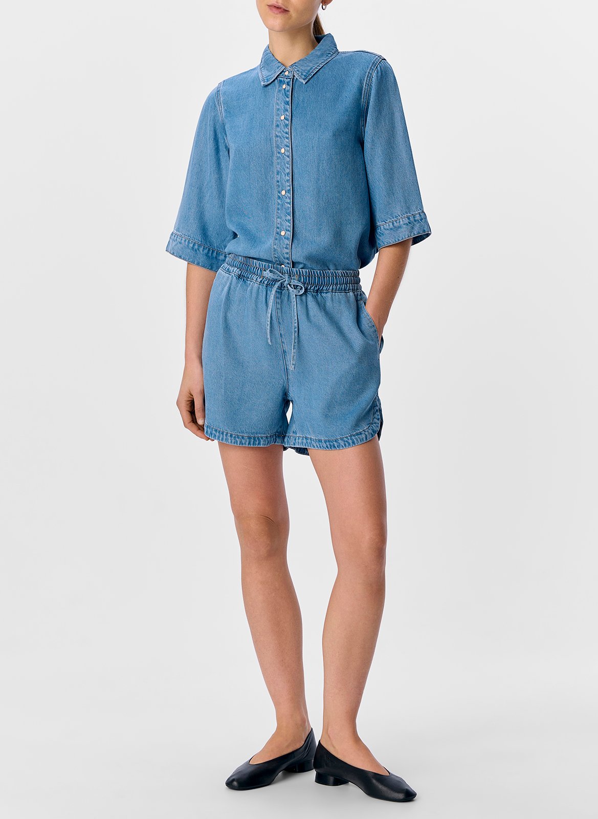 Cargoshort van jeans Blauw