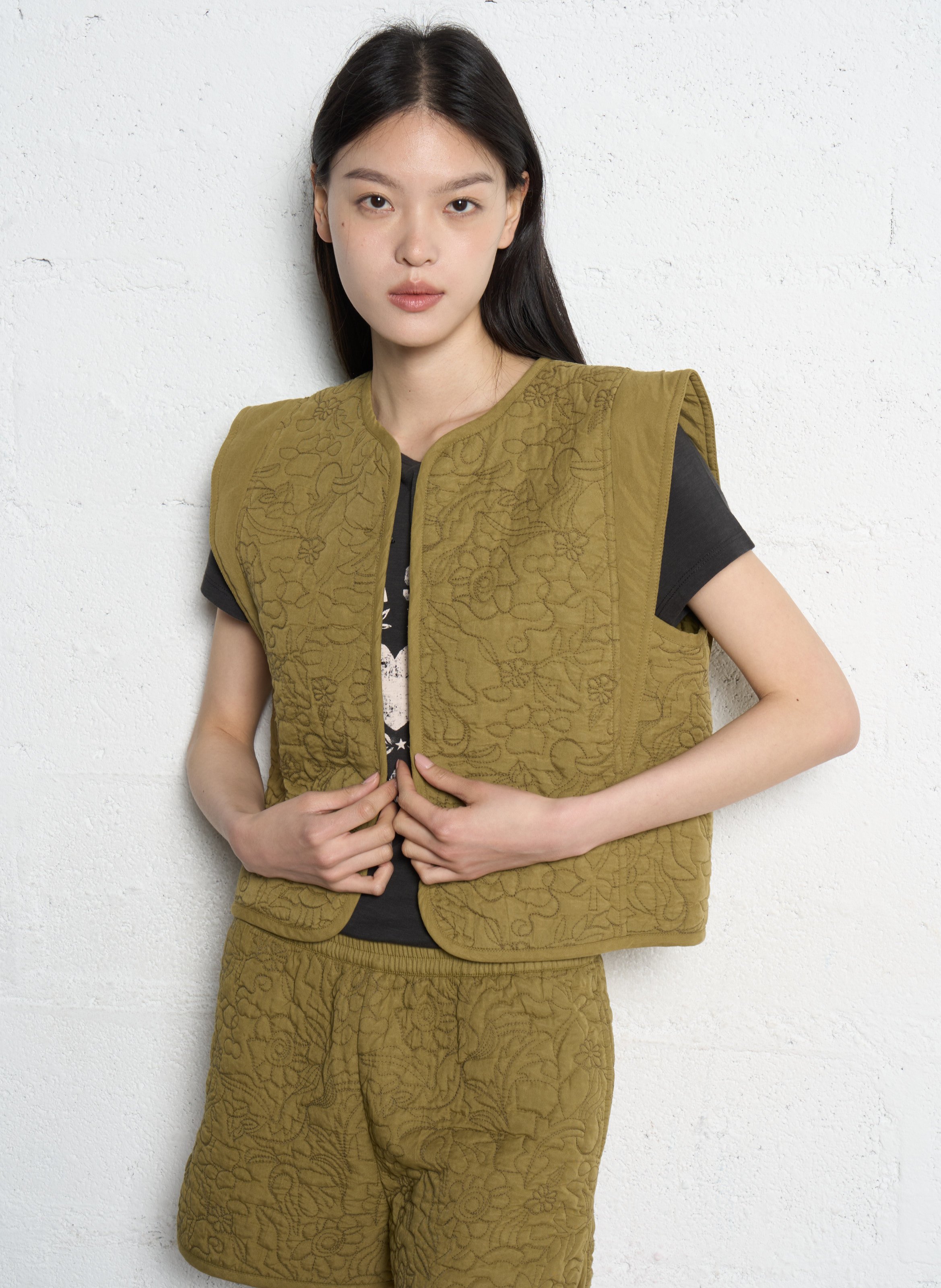 Quilted straight-cut jacket IKKS Khaki