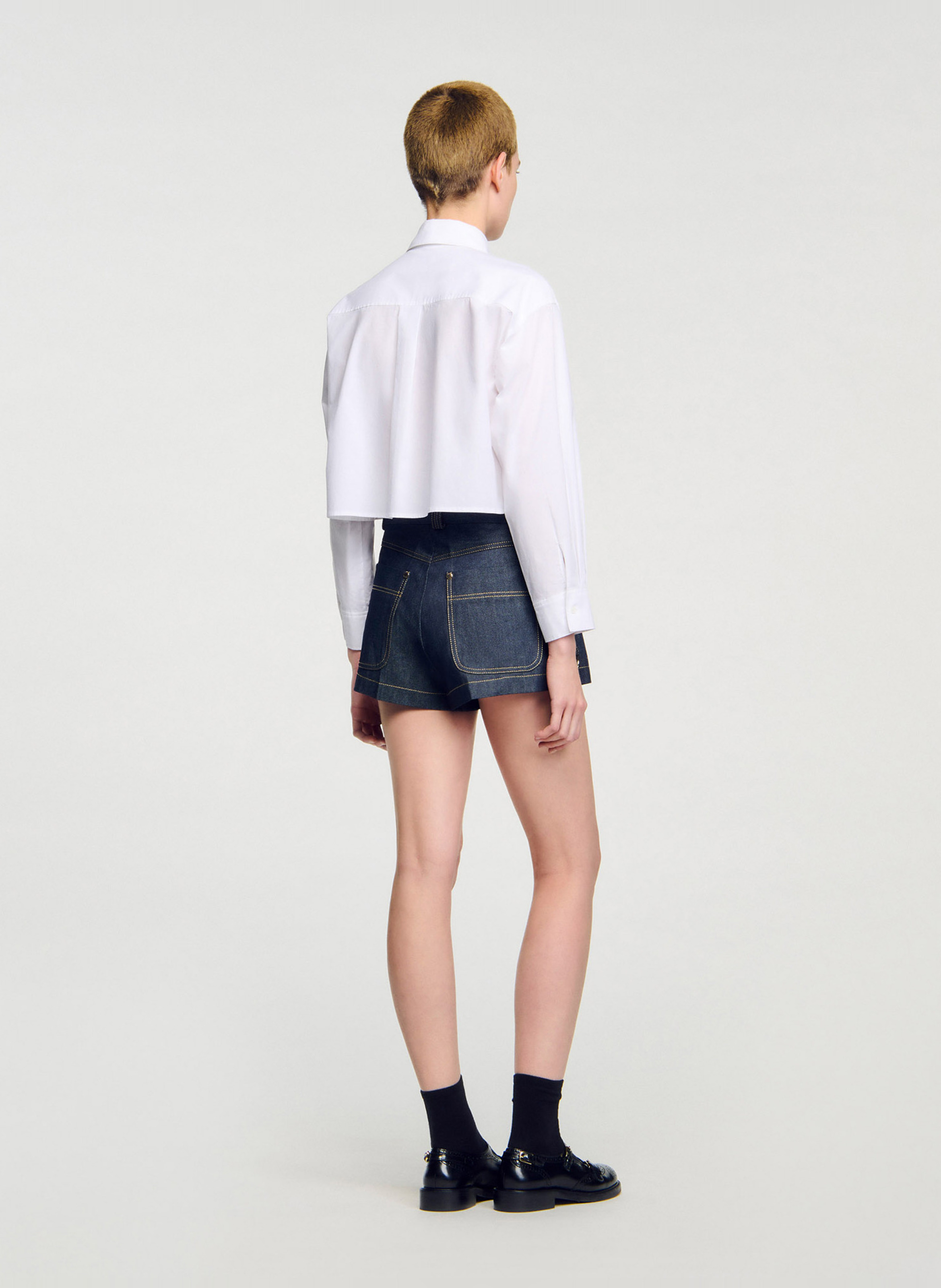 Short en denim SANDRO Bleu