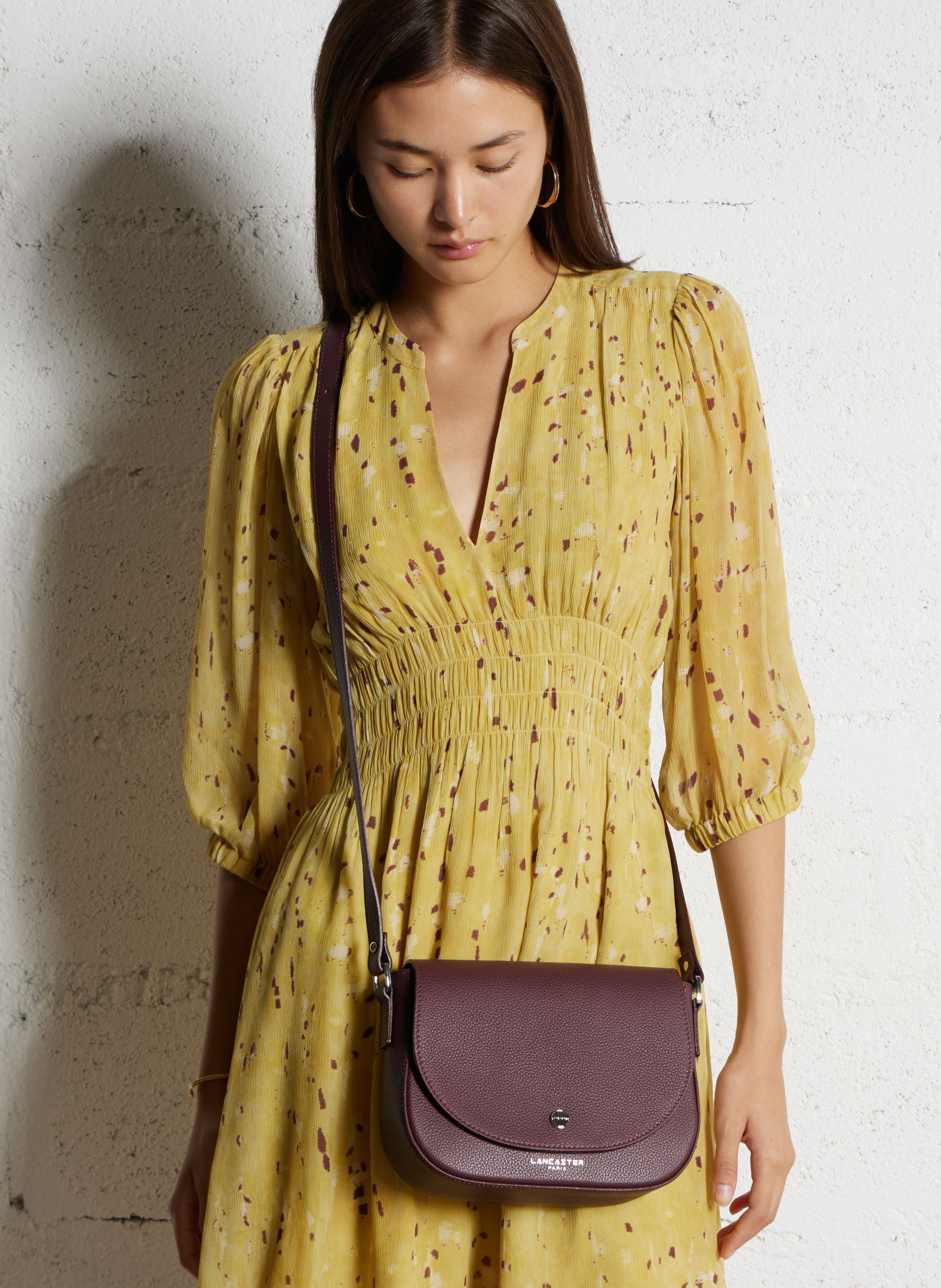 Sac porté épaule en cuir LANCASTER PARIS Rouge